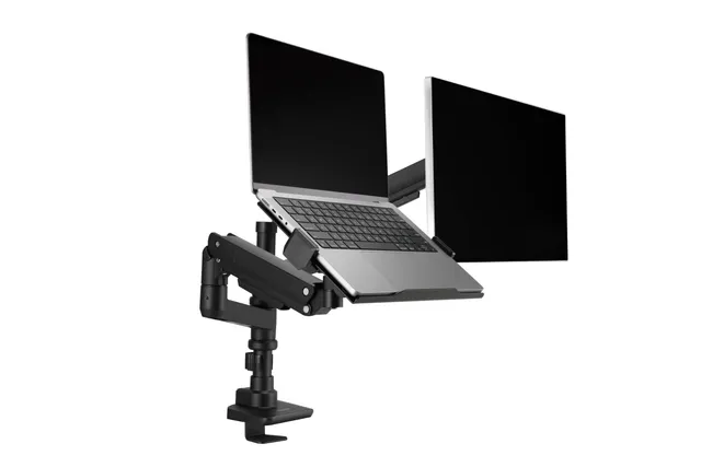 kensington-smartfit-premium-heavy-duty-dual-monitor-arm-with-laptop-tray image 1