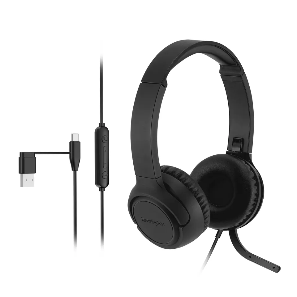 kensington-h950-eq-usb-c-usb-a-on-ear-headset-with-noise-cancelling-mic-flip-to- image 1