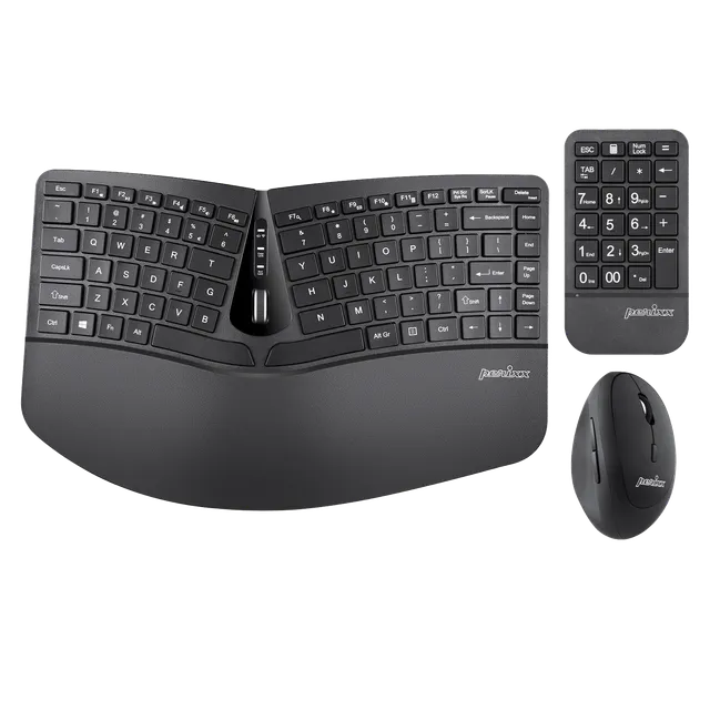 perixx-periduo-606a-wireless-ergonomic-keyboard-numpad-and-vertical-mouse-combo- image 1