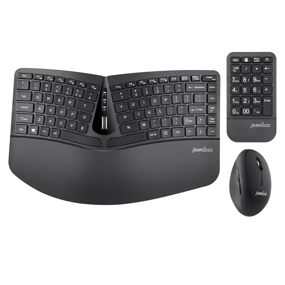 perixx-periduo-606a-wireless-ergonomic-keyboard-numpad-and-vertical-mouse-combo- image 1