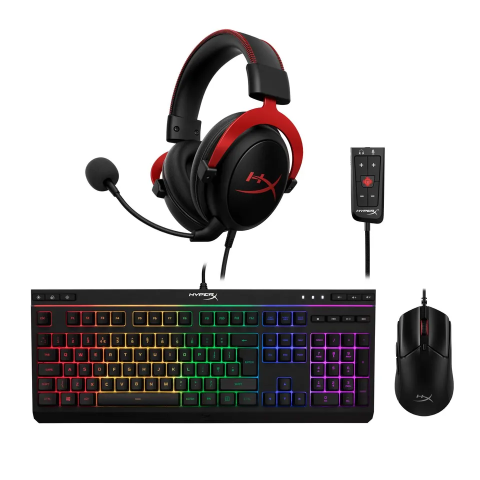 hyperx-bundle-cloud-ii-headset-alloy-core-rgb-keyboard-pulsefire-haste-2-mouse image 1
