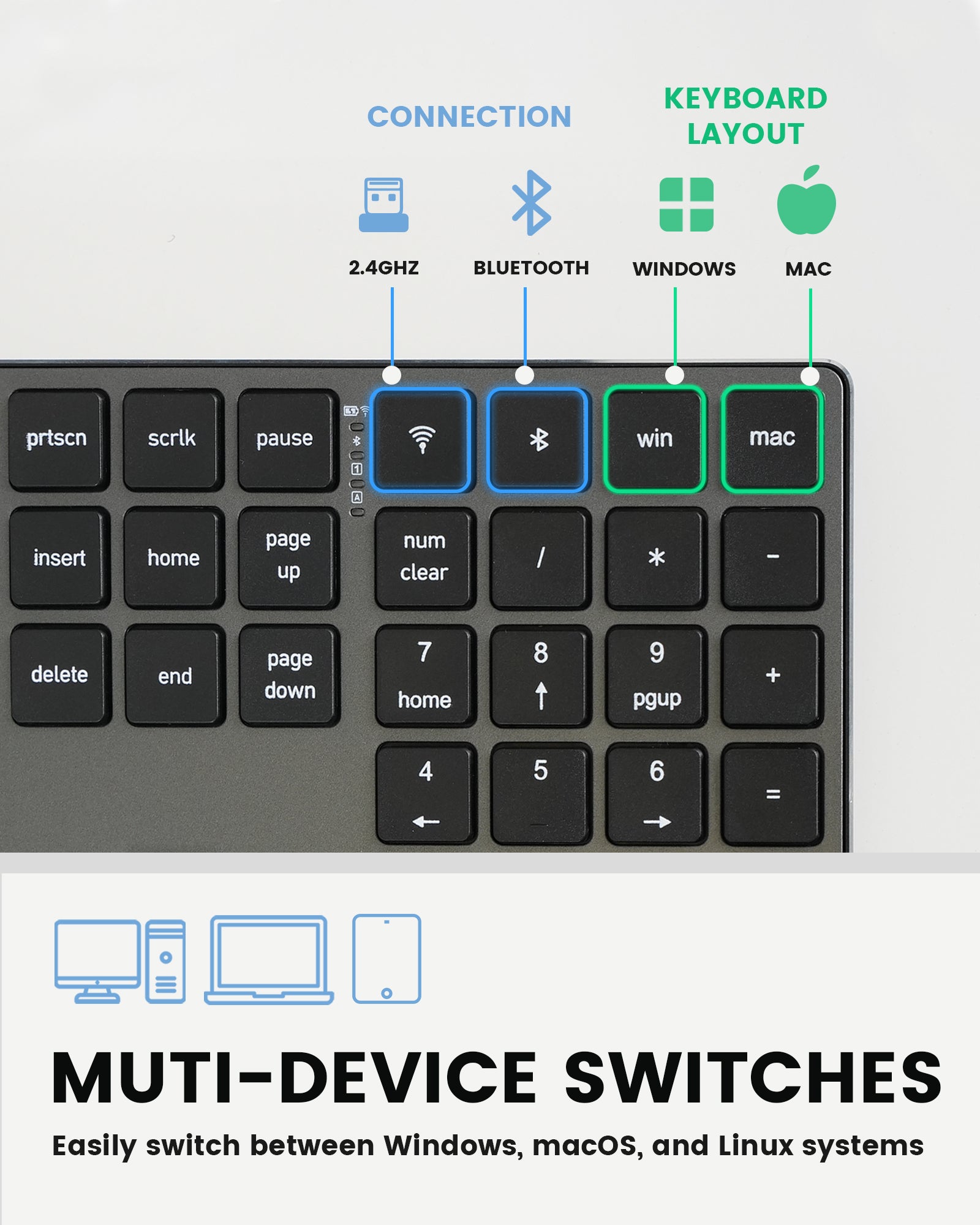 perixx-periboard-817-wireless-multi-device-keyboard-with-aluminum-frame image 4
