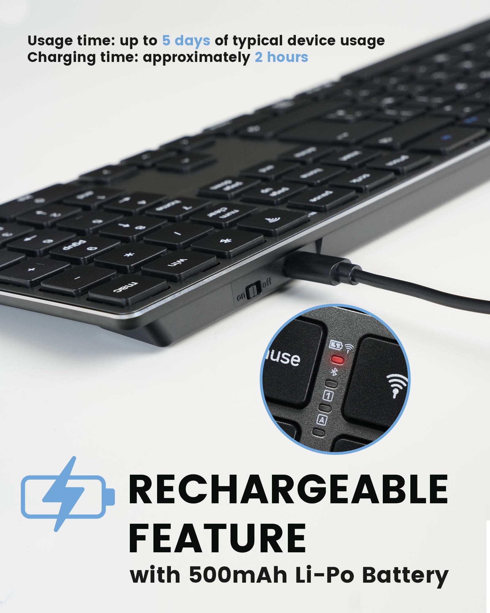 perixx-periboard-817-wireless-multi-device-keyboard-with-aluminum-frame image 7