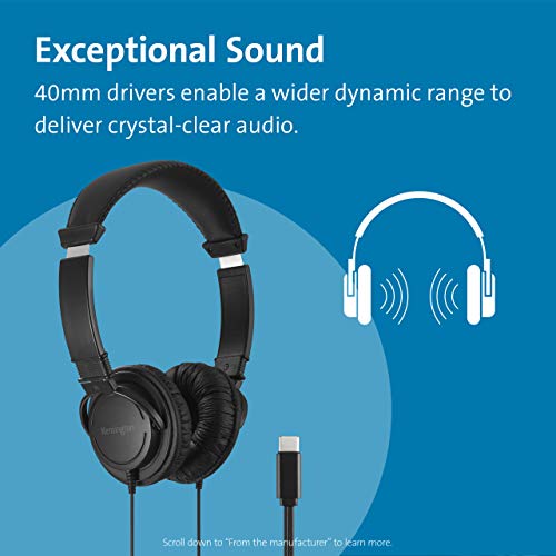 kensington-usb-c-hi-fi-headphones-k97456ww-on-ear-with-40mm-drivers-safe-listeni image 8