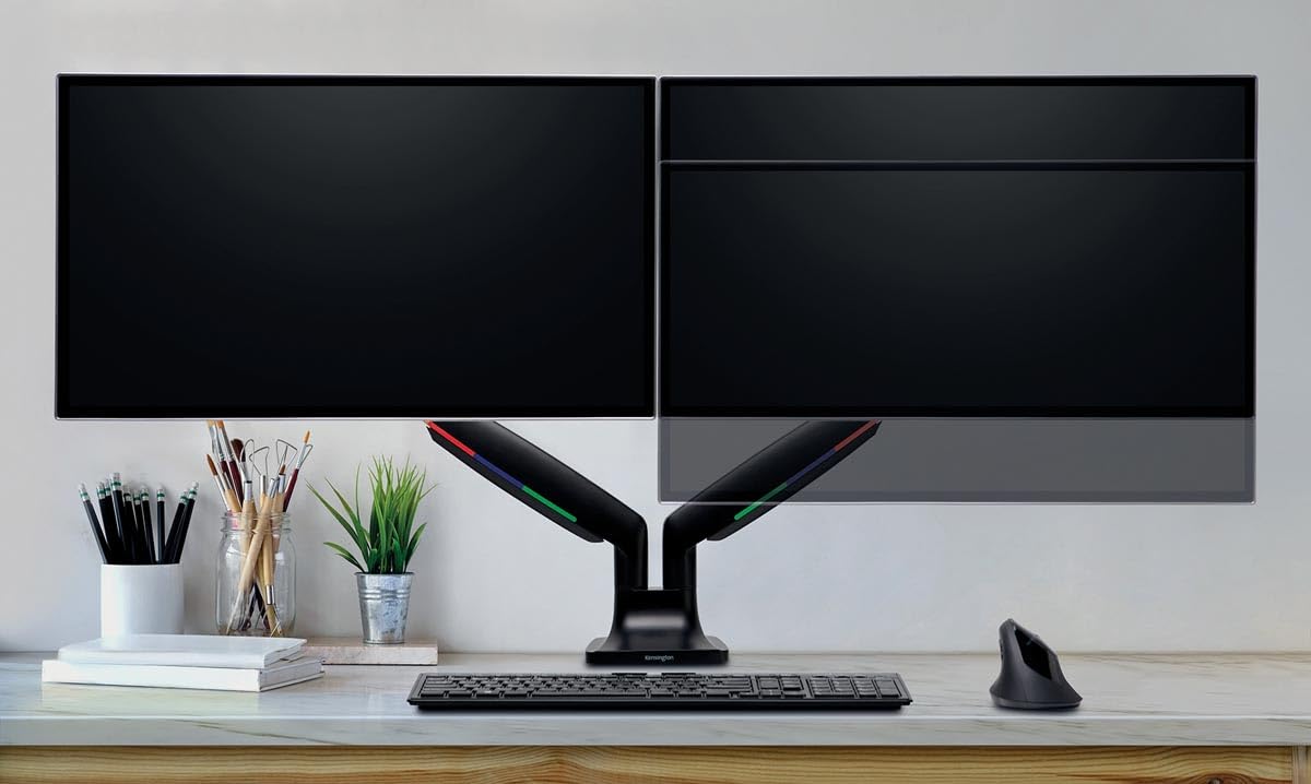 kensington-smartfit-one-touch-height-adjustable-dual-monitor-arm-k59601ww-black image 2