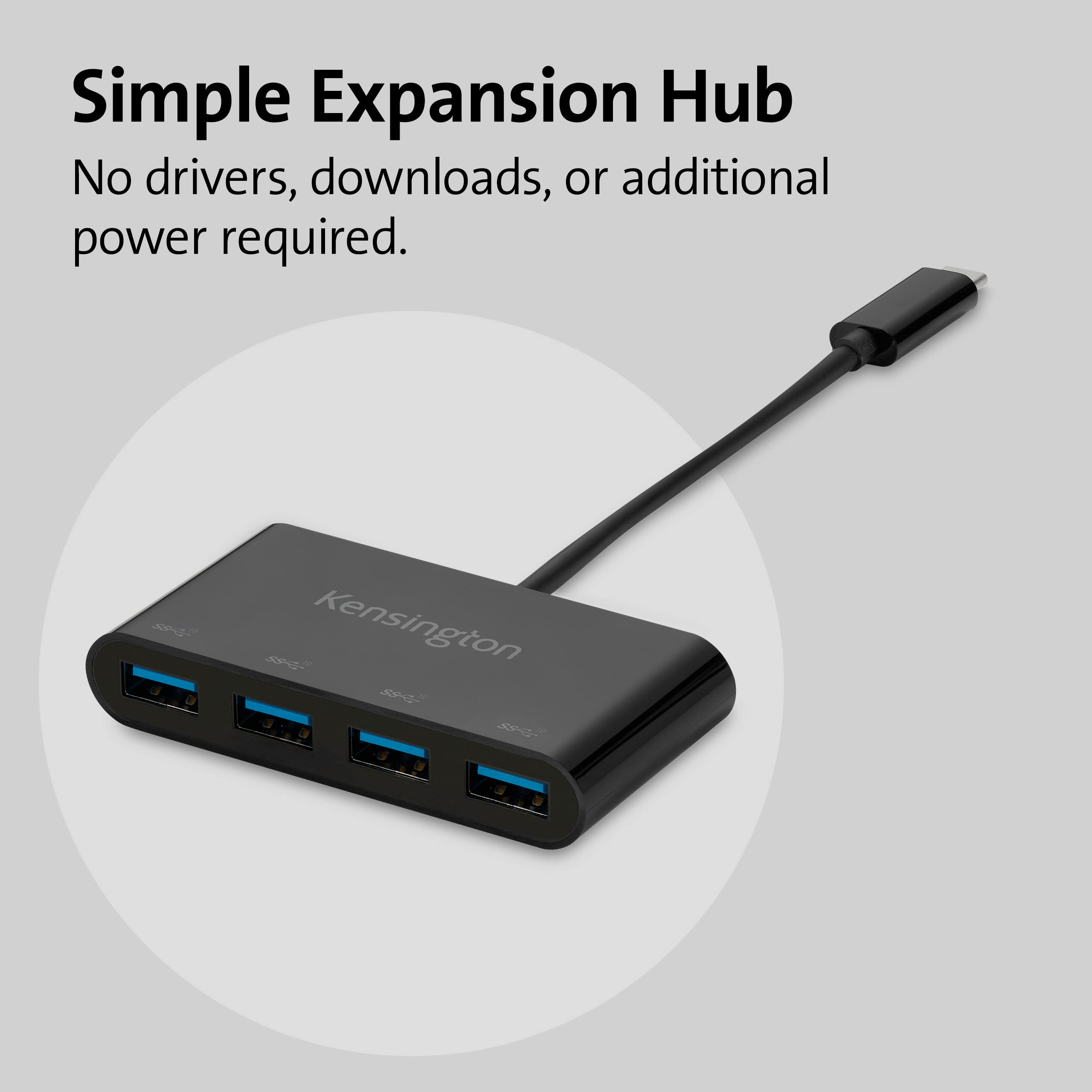 kensington-ch1200-usb-c-10gbps-4-port-hub-usb-type-c-to-usb-adapter-with-4-usb-3 image 5