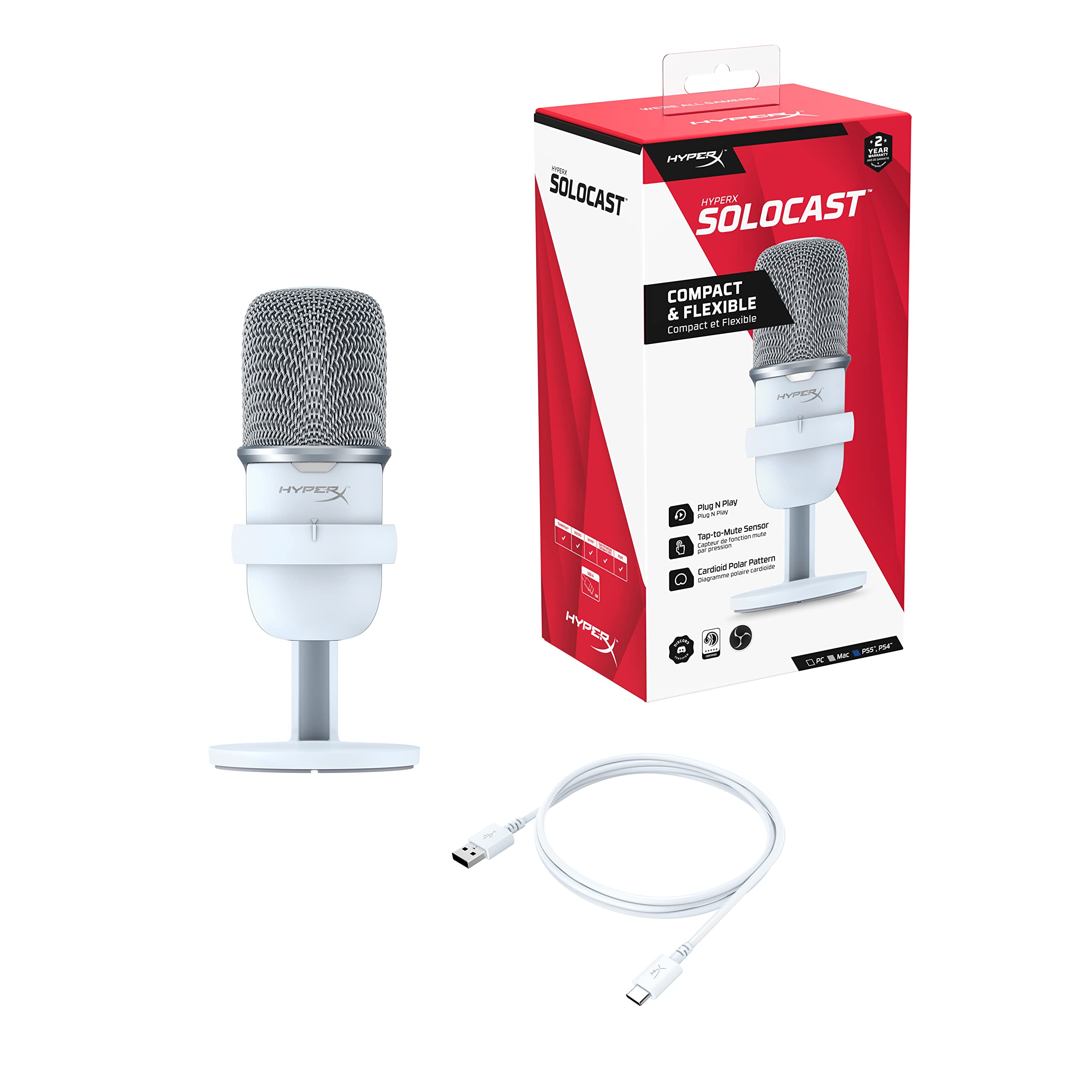 hyperx-solocast-usb-condenser-gaming-microphone-for-pc-ps5-ps4-mac-white image 6