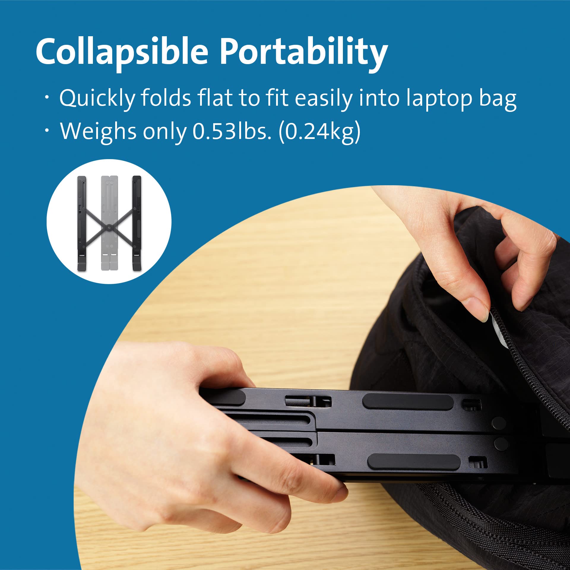 kensington-portable-laptop-stand-collapsible-aluminum-laptop-riser-height-adjust image 4