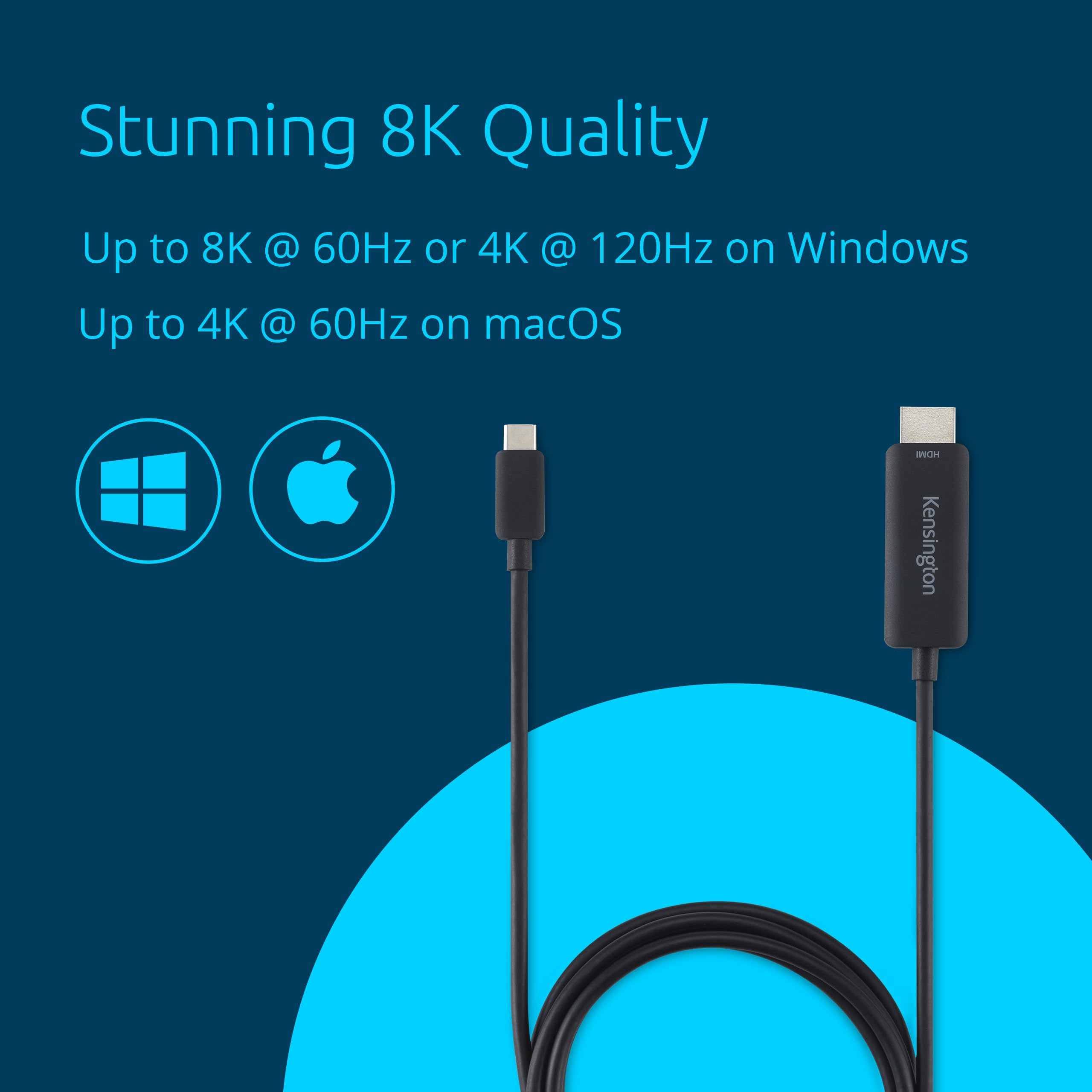 kensington-premium-usb-c-to-hdmi-cable-6ft-8k-60hz-or-4k-120hz-m-m-unidirectiona image 2