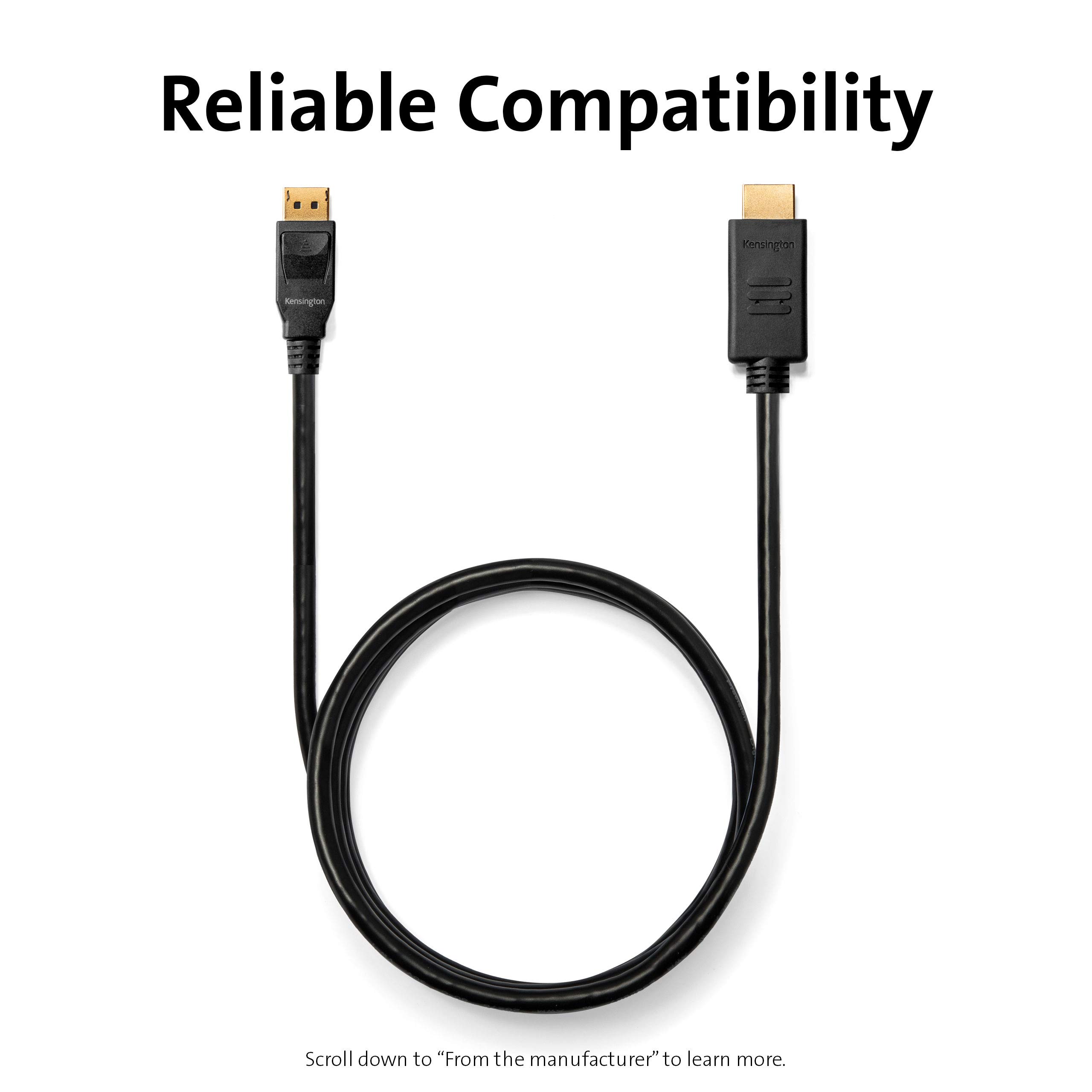 kensington-displayport-1-2-to-hdmi-1-4-cable-6ft-k33025ww image 4