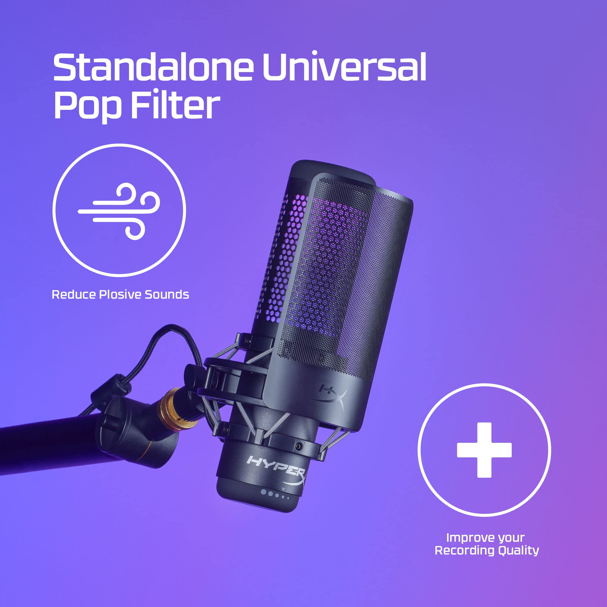 hyperx-shield-microphone-pop-filter-universal-metal-mesh-filter-with-flexible-go image 2