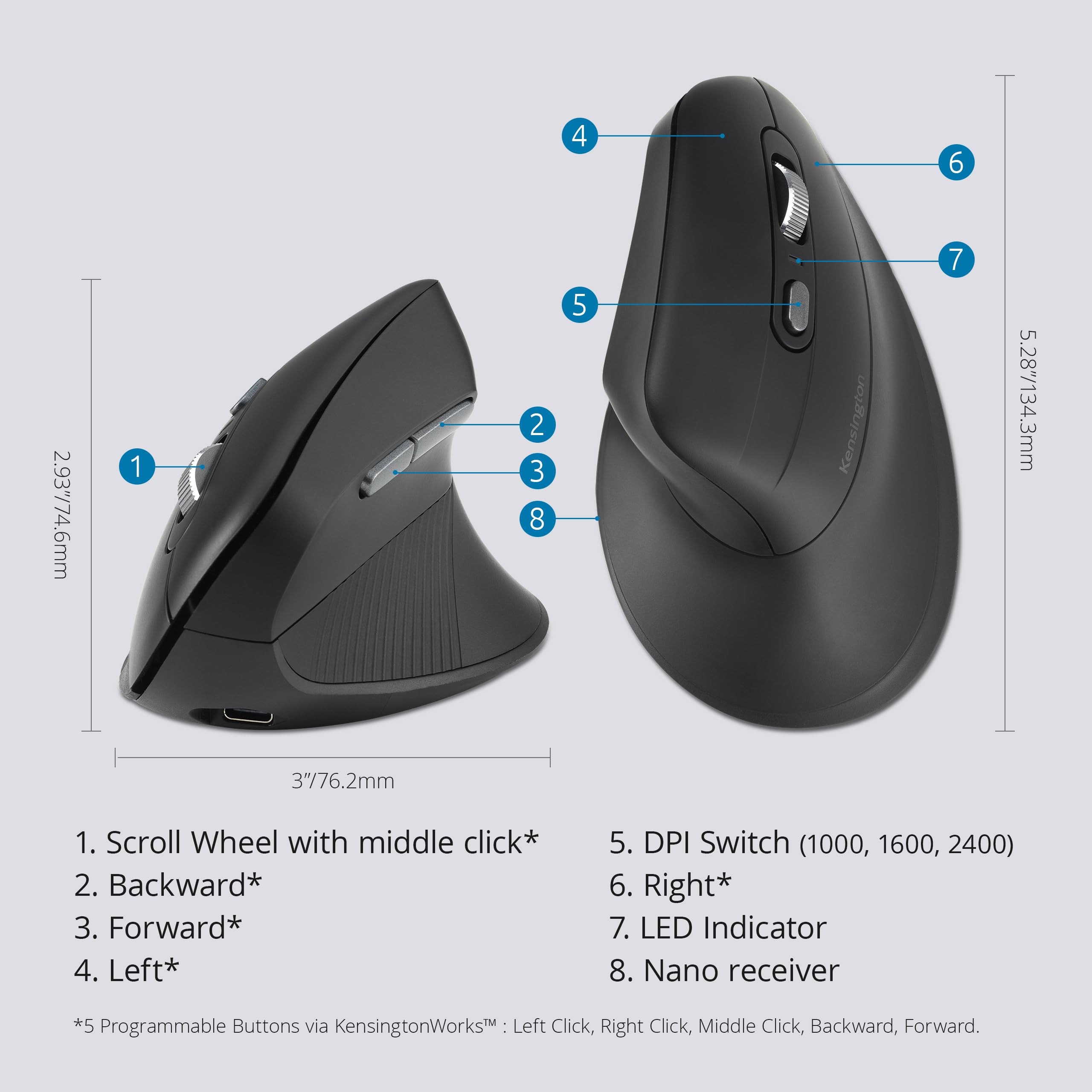 kensington-pro-fit-ergo-my630-eq-vertical-wireless-mouse-ergonomic-bluetooth-le- image 2