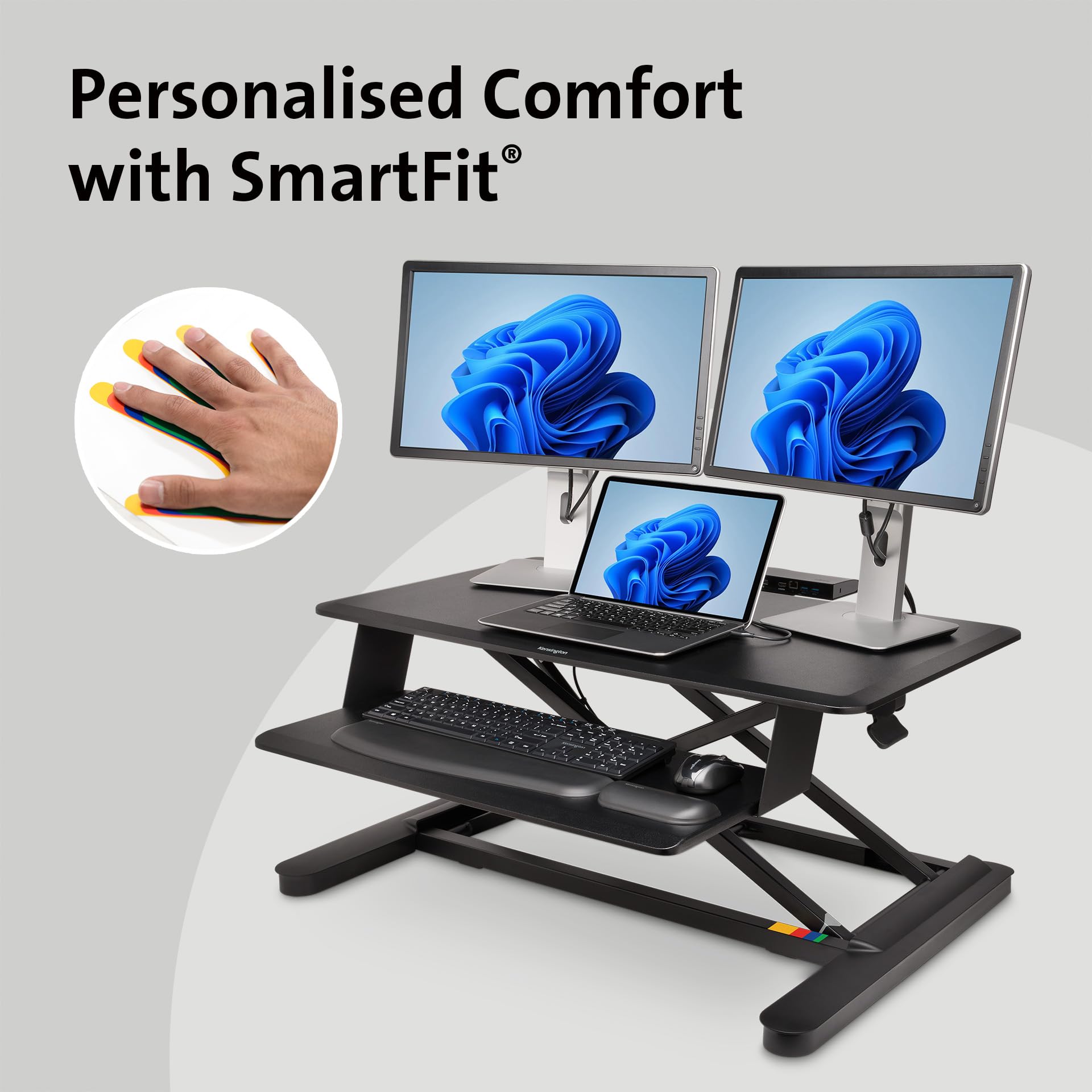 kensington-smartfit-sit-stand-desk-converter-k52804ww-fully-assembled image 5