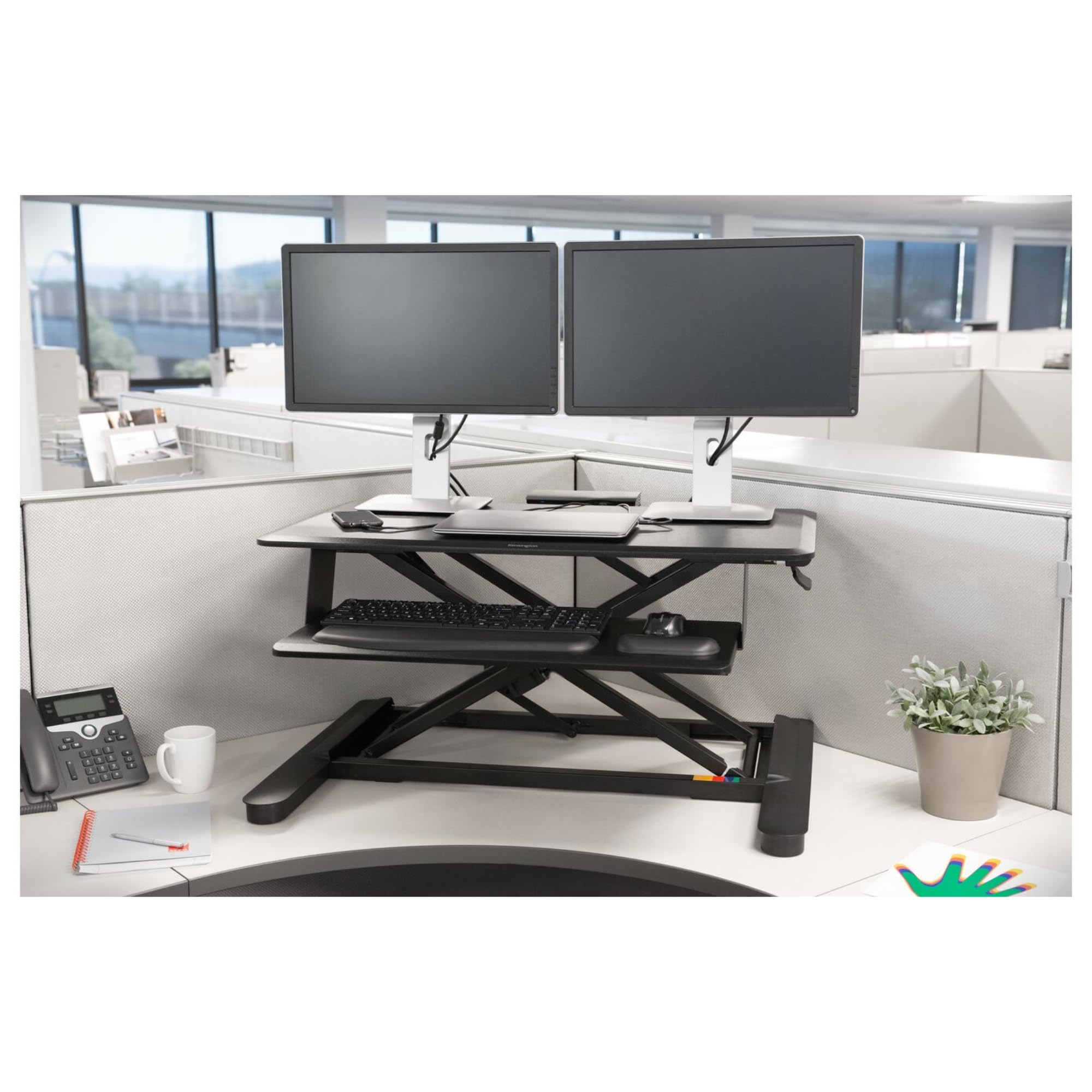 kensington-smartfit-sit-stand-desk-converter-k52804ww-fully-assembled image 2