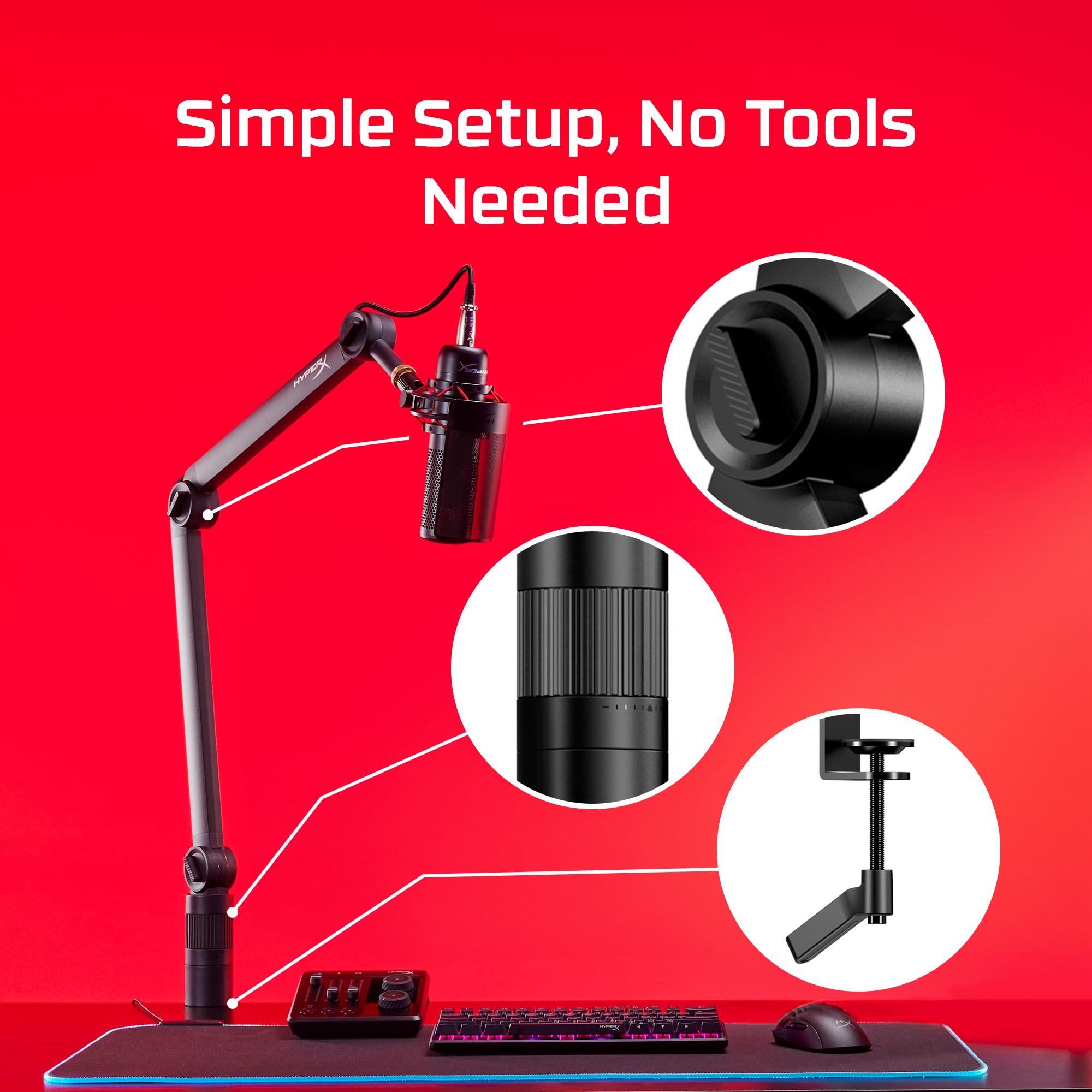 hyperx-caster-microphone-and-camera-arm-tool-less-adjustment-broad-compatibility image 3
