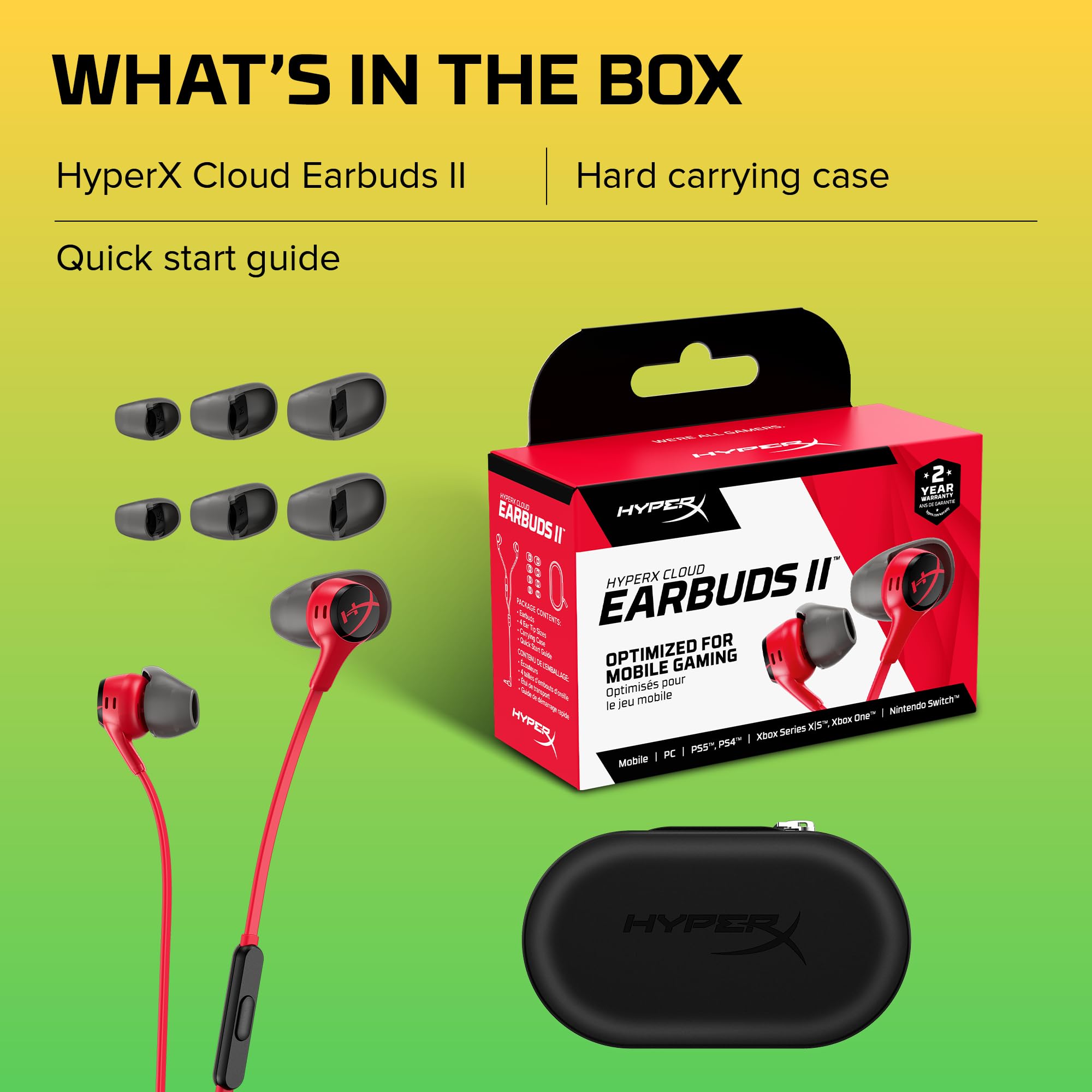 hyperx-cloud-earbuds-ii-wired-gaming-earbuds-with-14mm-drivers-4-eartips-hard-sh image 8