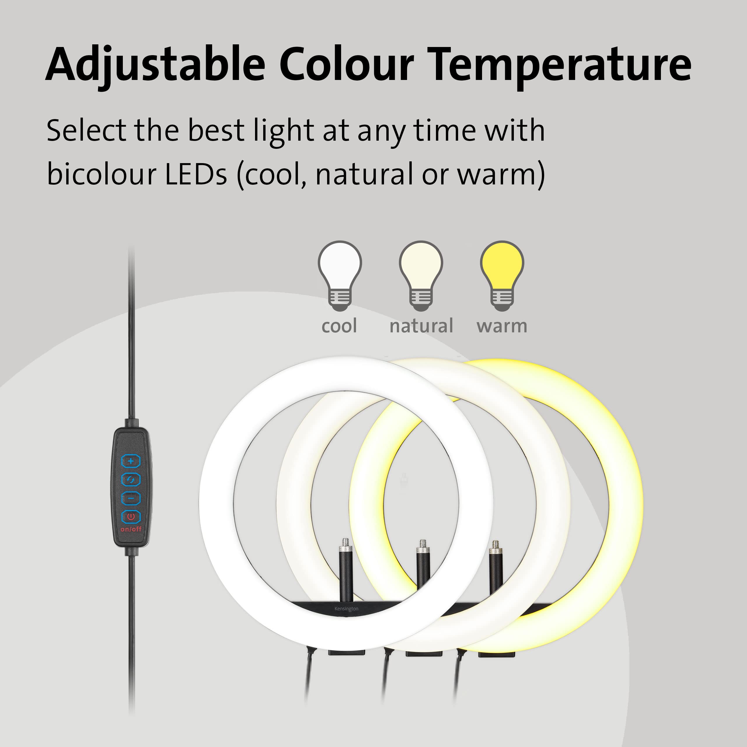 kensington-l1000-bicolor-ring-light-with-webcam-mount-k87653ww-960-lumens-usb-a- image 3