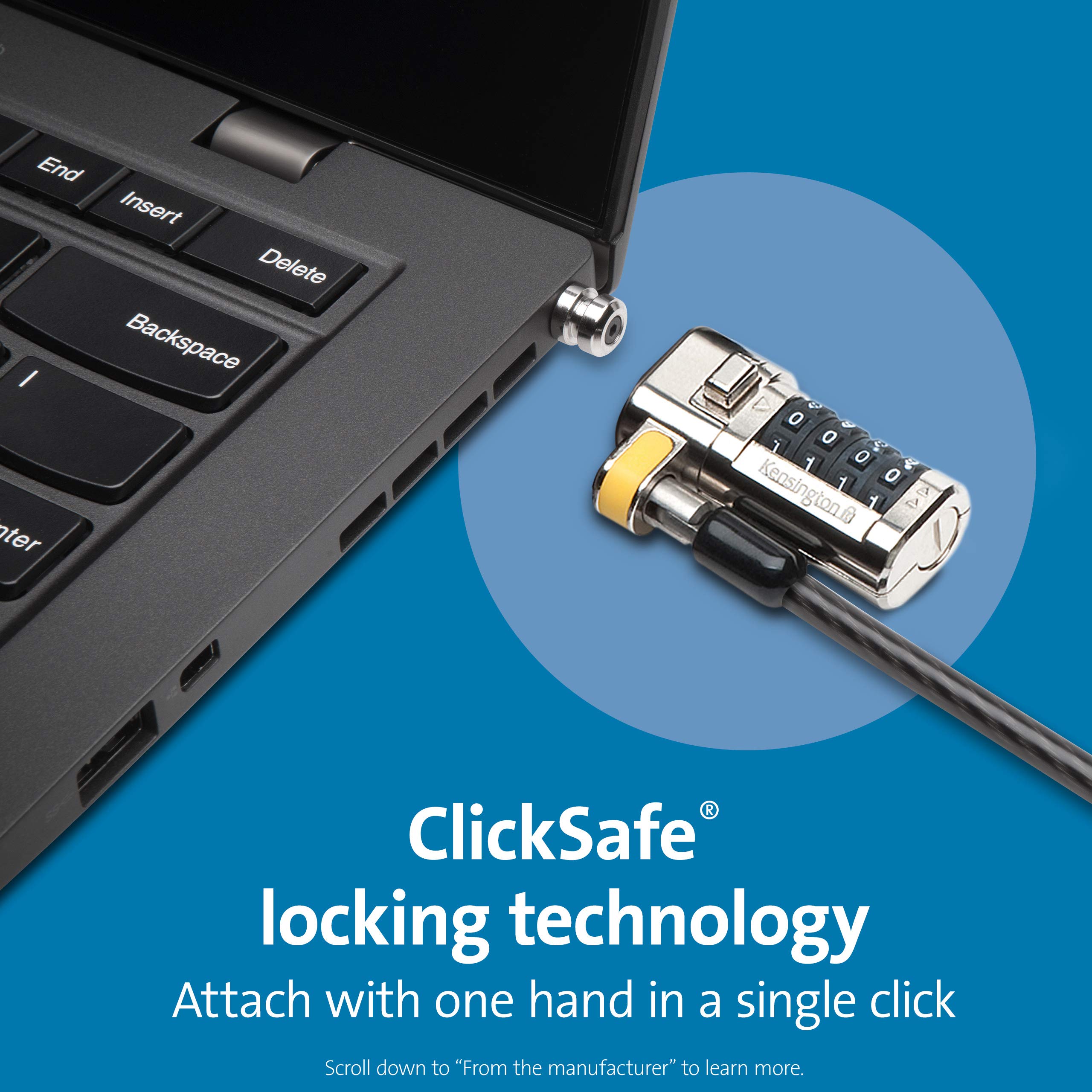 kensington-clicksafe-combination-laptop-lock-for-wedge-shaped-security-slot-k679 image 2