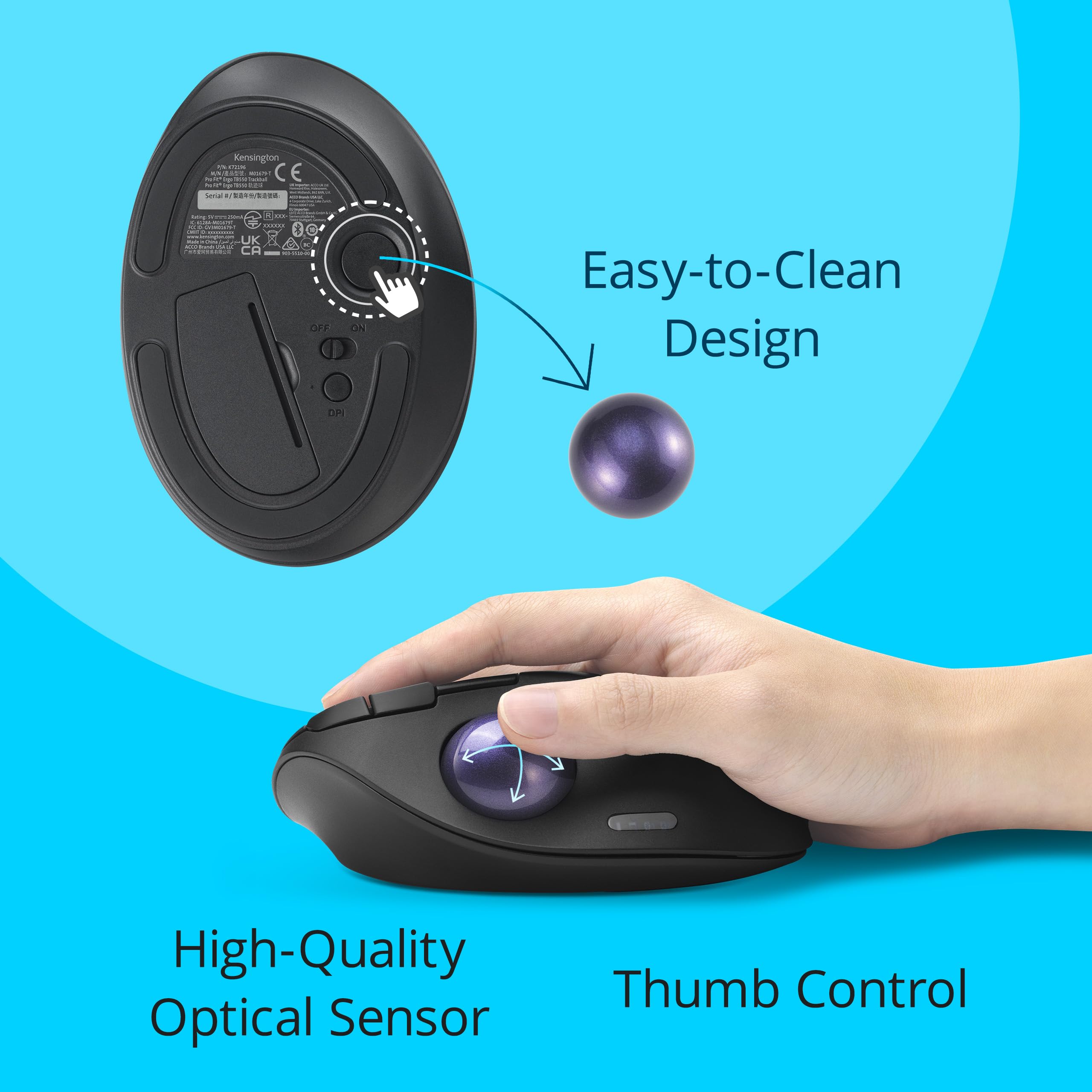 kensington-tb450-wireless-trackball-mouse-k72178ww-bluetooth-le-2-4ghz-4-dpi-3-d image 3