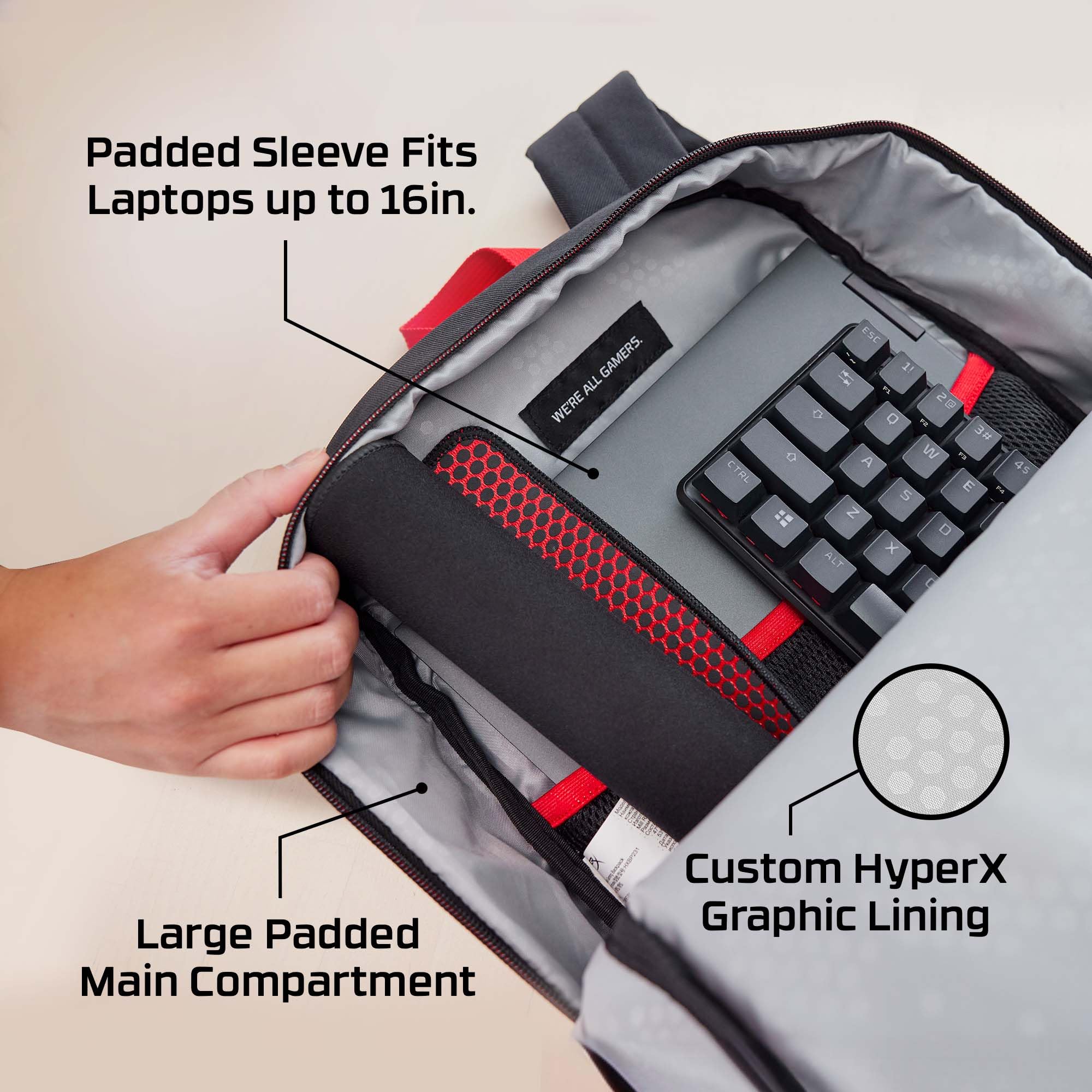 hyperx-delta-gaming-backpack-16-laptop-sleeve-recycled-materials-travel-ready-bl image 8