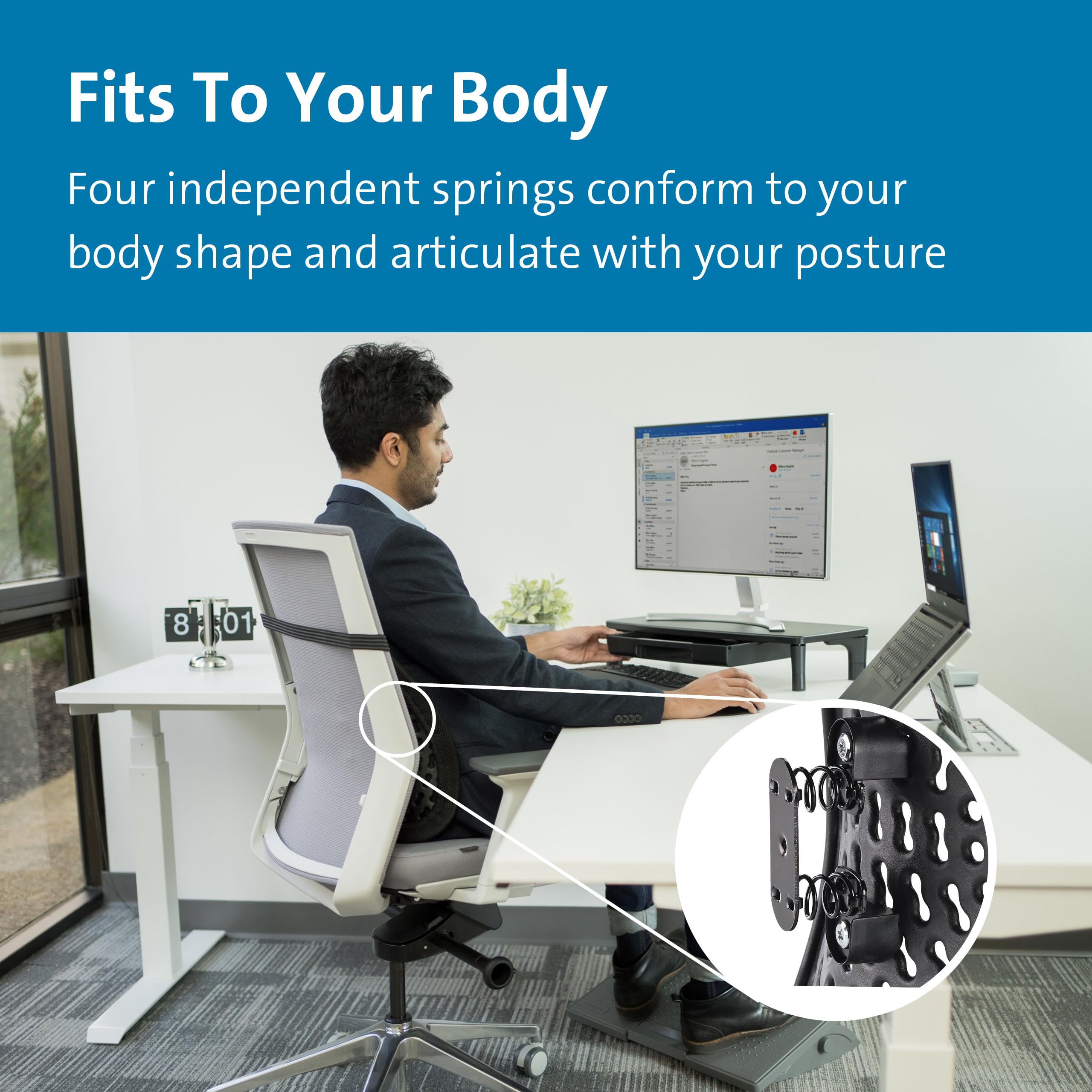 kensington-smartfit-conform-back-rest-k60412ww-adjustable-lumbar-support-with-pa image 3