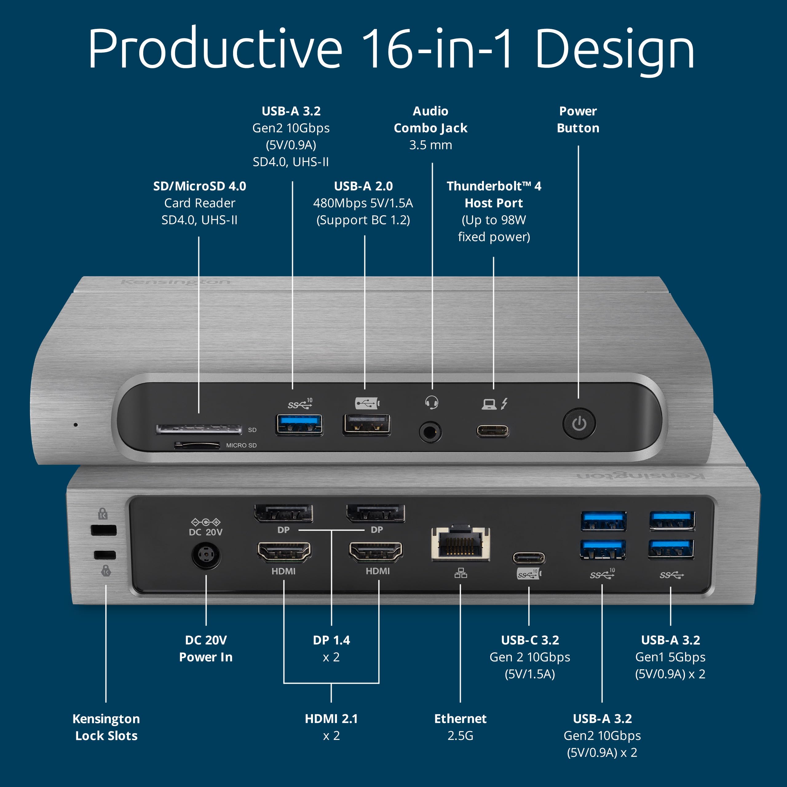 kensington-sd5800t-thunderbolt-4-and-usb4-quad-4k-display-docking-station-k32856 image 3