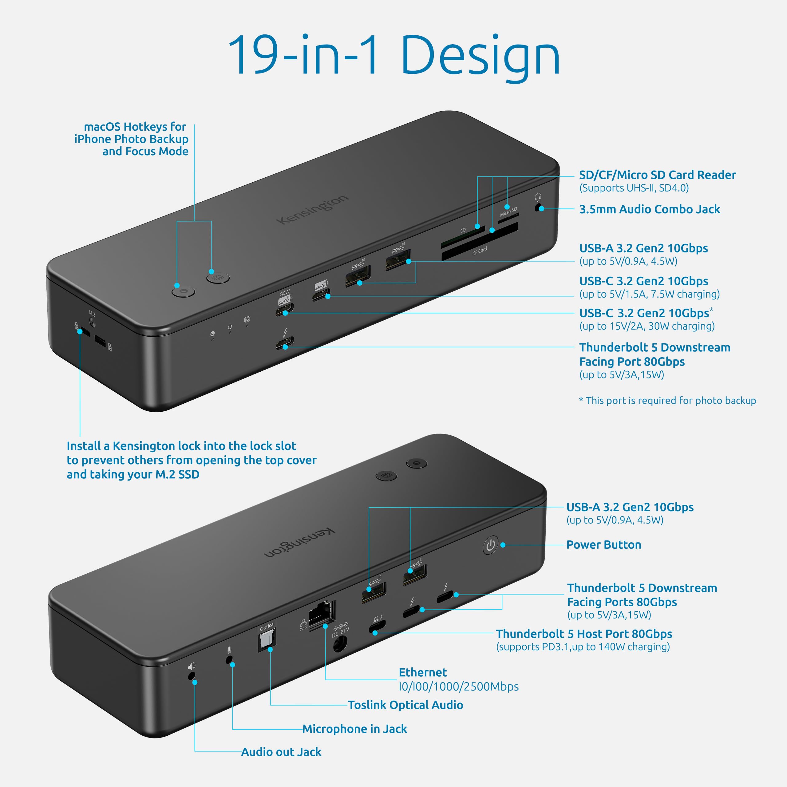 kensington-eq-pro-thunderbolt-5-dock-for-macbook-k33612na-140w-pd-80gbps-m-2-ssd image 6