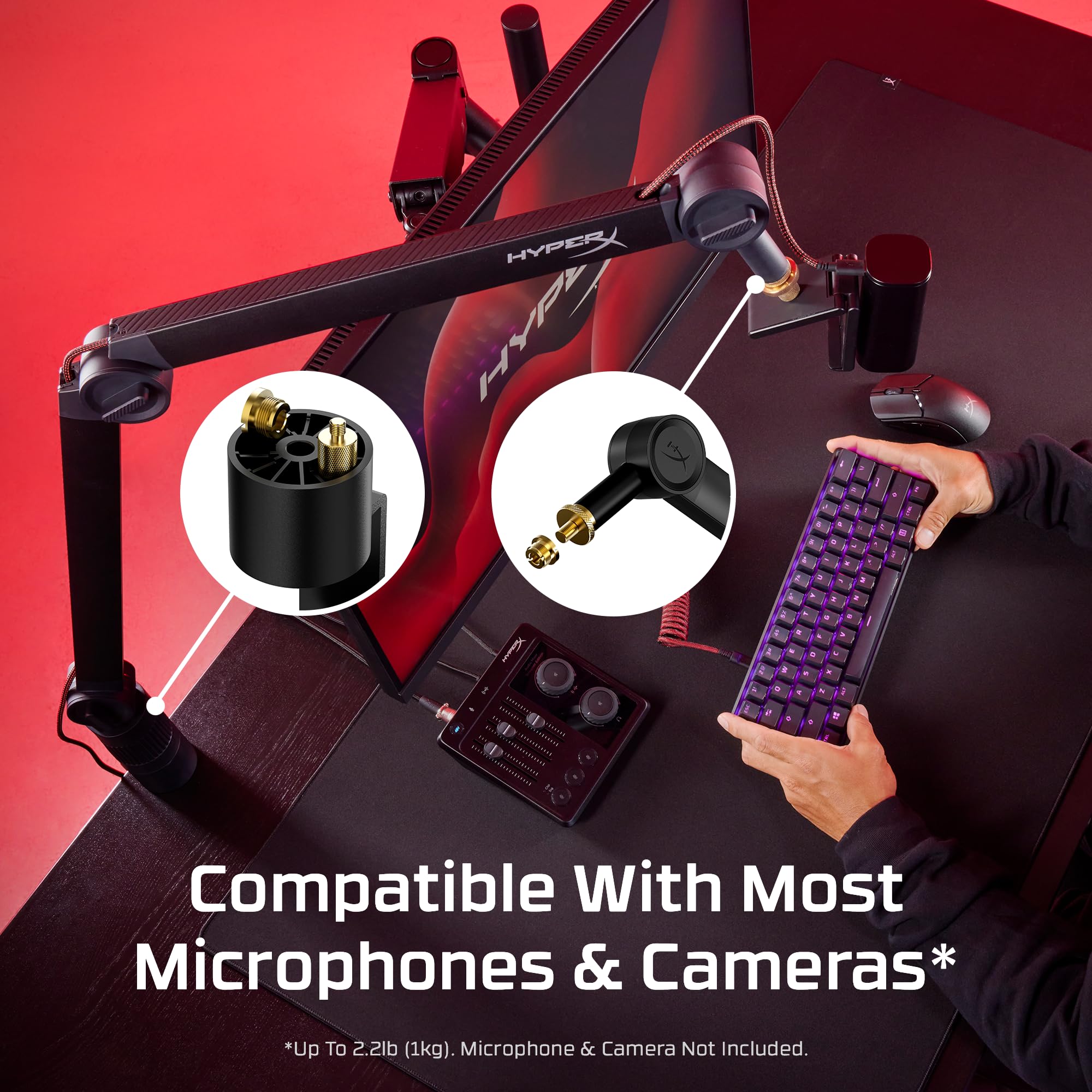 hyperx-caster-microphone-and-camera-arm-tool-less-adjustment-broad-compatibility image 4