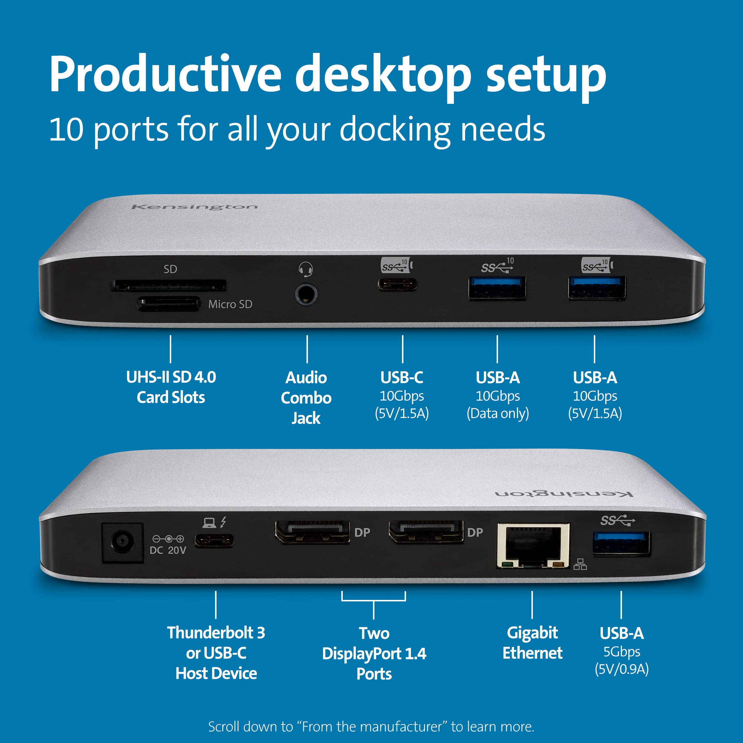 kensington-sd2500t-thunderbolt-3-and-usb-c-docking-station-dual-4k-60w-pd-univer image 3