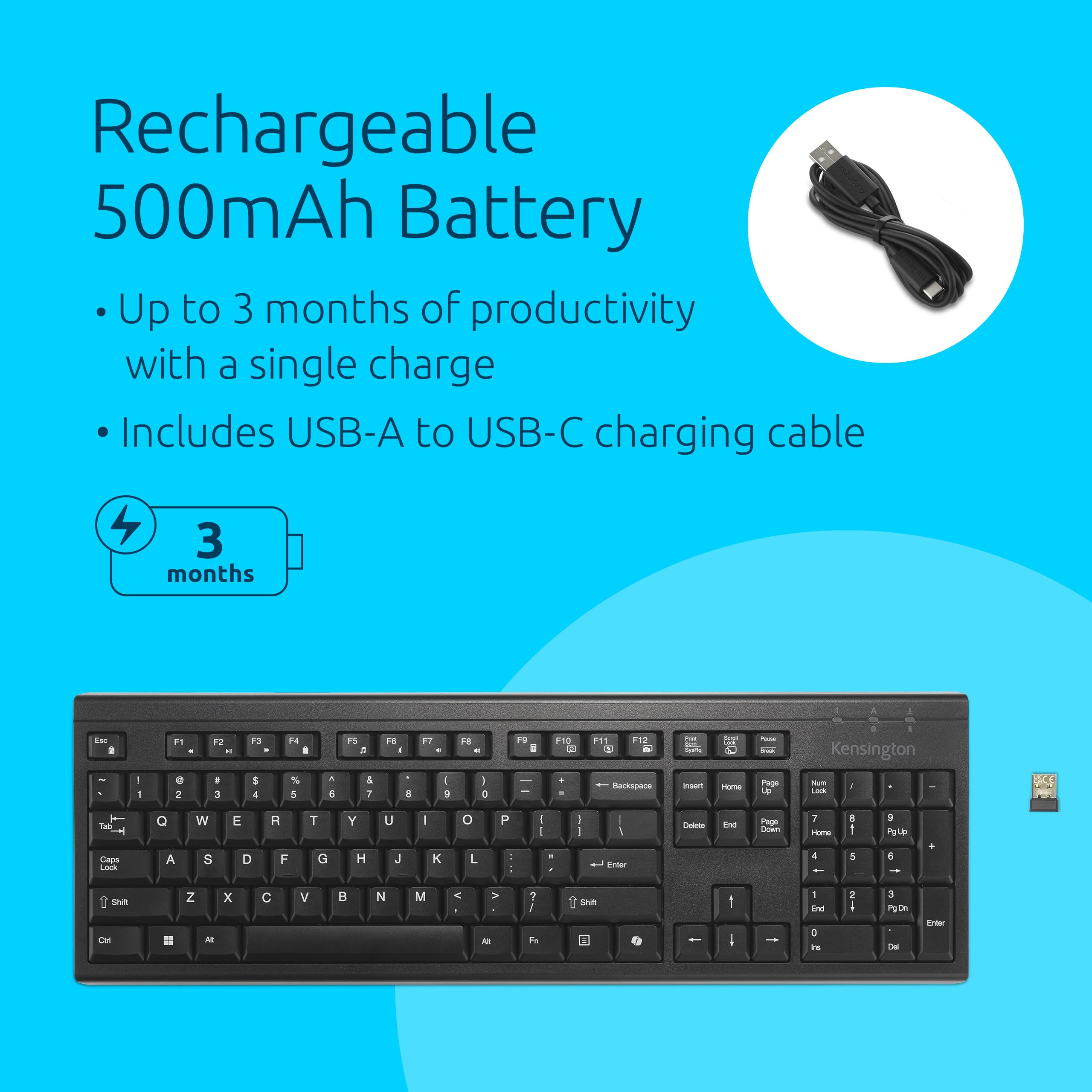 kensington-kb270-eq-wireless-rechargeable-keyboard-full-size-spill-proof-2-4ghz- image 4
