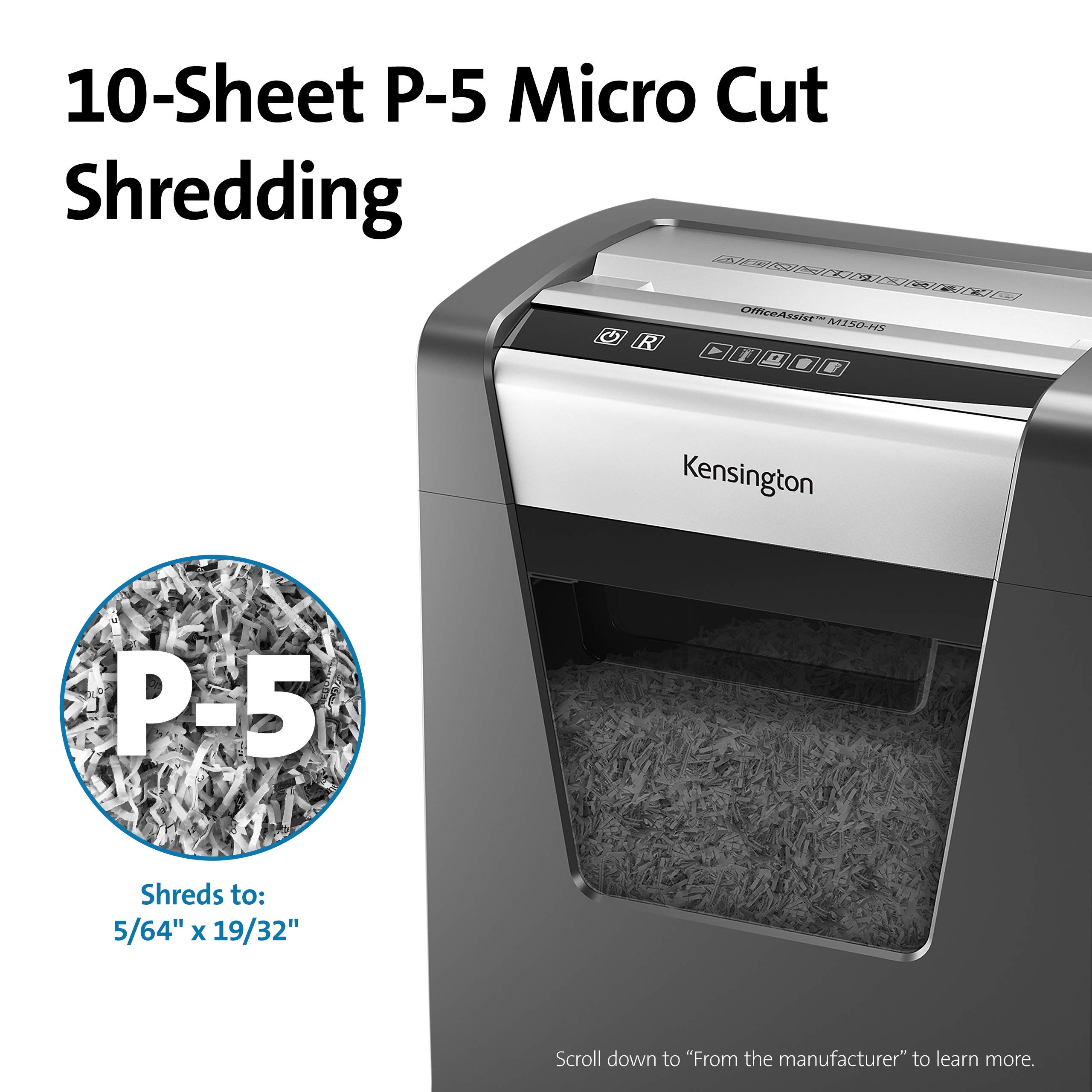 kensington-k52077am-officeassist-m150-hs-anti-jam-micro-cut-shredder image 2