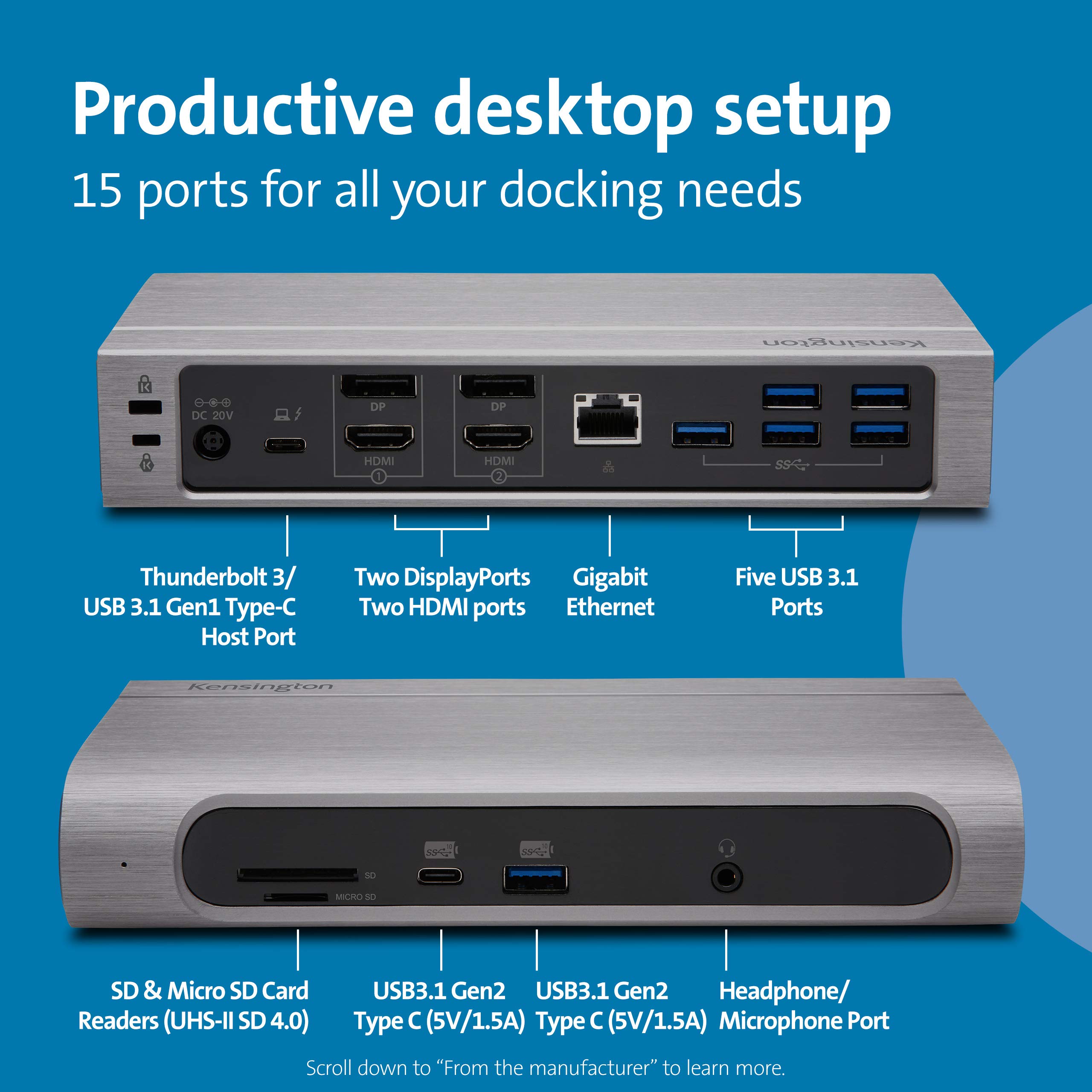 kensington-sd5600t-14-in-1-thunderbolt-3-dock-dual-4k-60hz-96w-charging-thunderb image 3