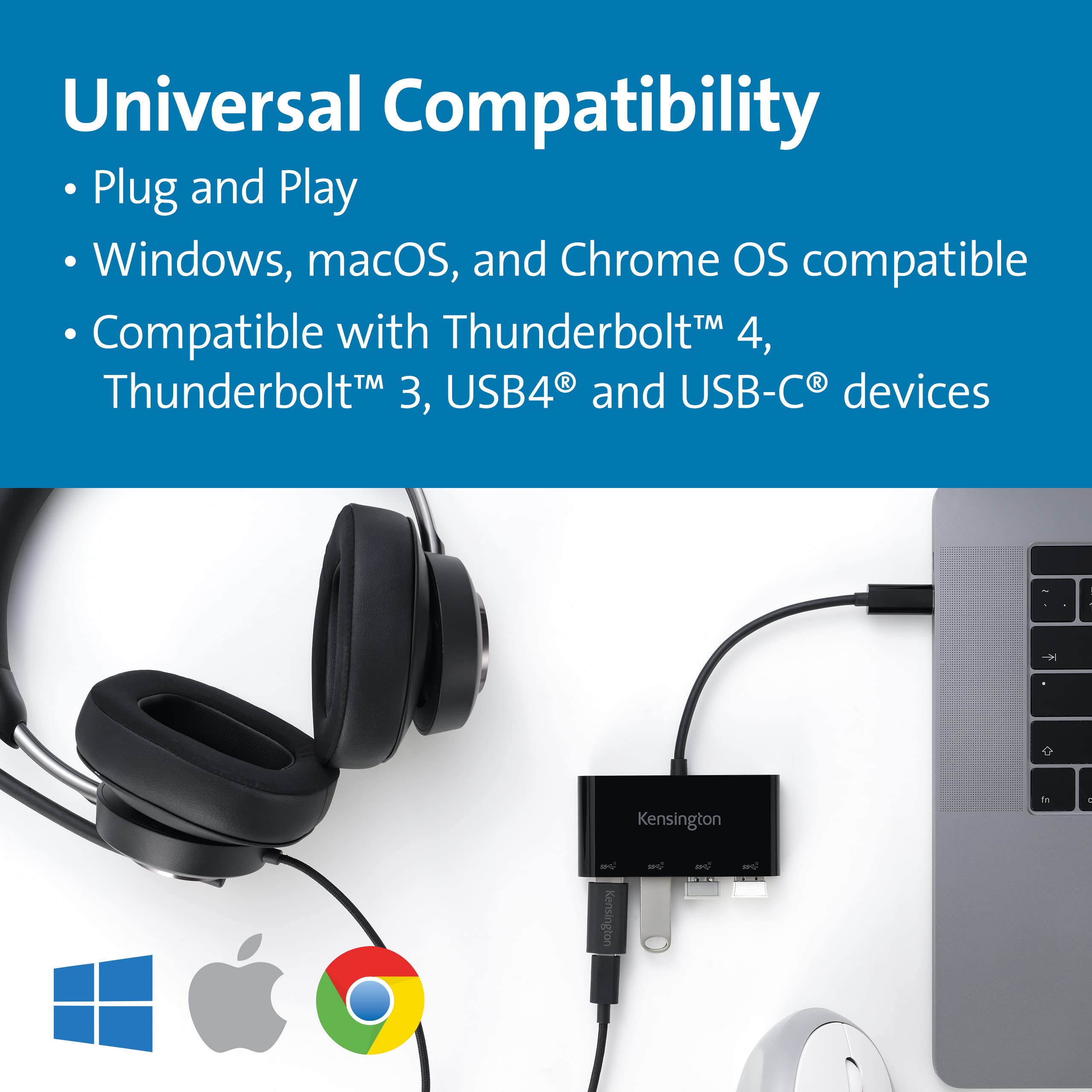 kensington-ch1200-usb-c-10gbps-4-port-hub-usb-type-c-to-usb-adapter-with-4-usb-3 image 2