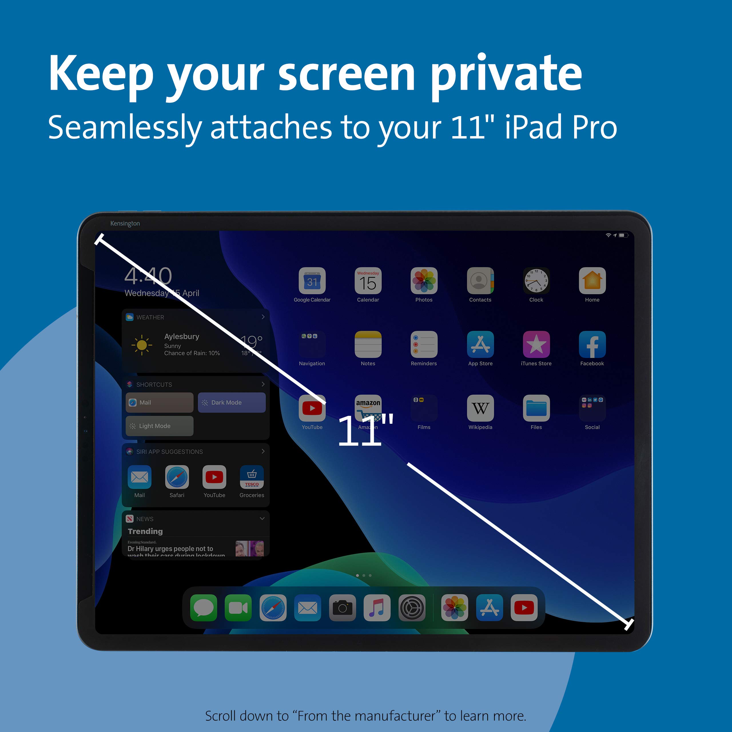 kensington-sa11-privacy-screen-for-ipad-pro-11-k50720ww image 2
