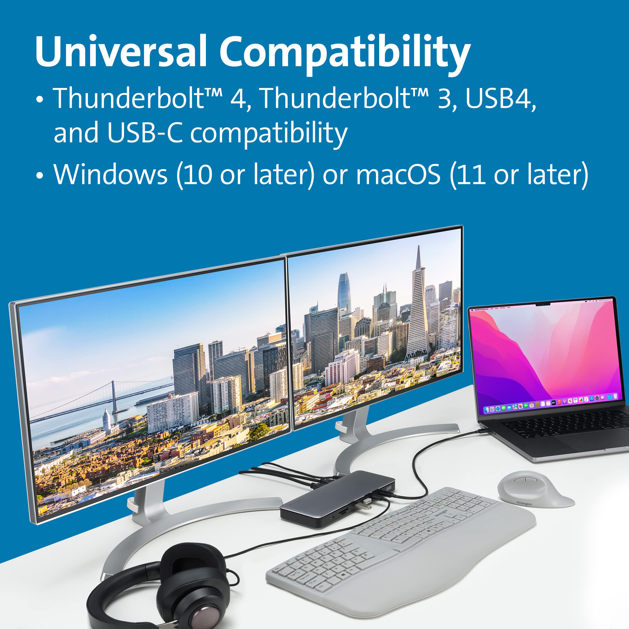 kensington-sd5760t-thunderbolt-4-dual-4k-docking-station-with-100w-pd-2x-hdmi-sd image 2