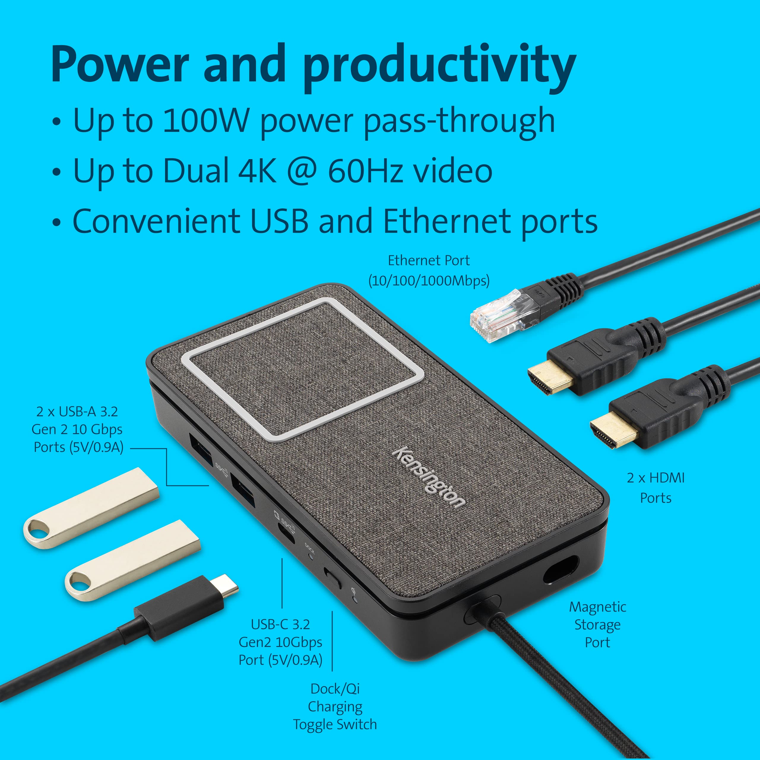 kensington-usb-c-hub-with-qi-charging-and-dual-4k-hdmi-k32800ww image 4