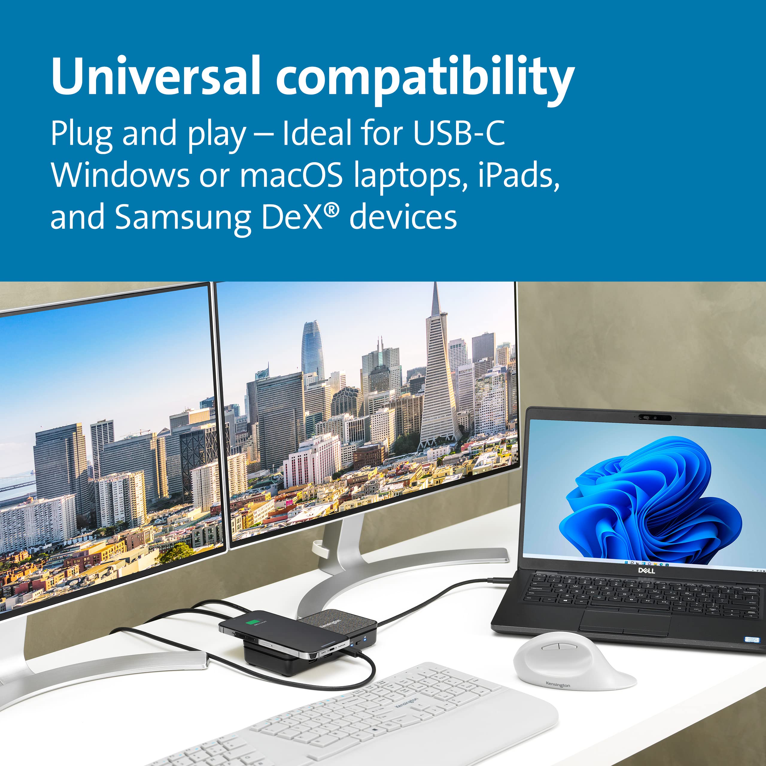 kensington-usb-c-hub-with-qi-charging-and-dual-4k-hdmi-k32800ww image 2