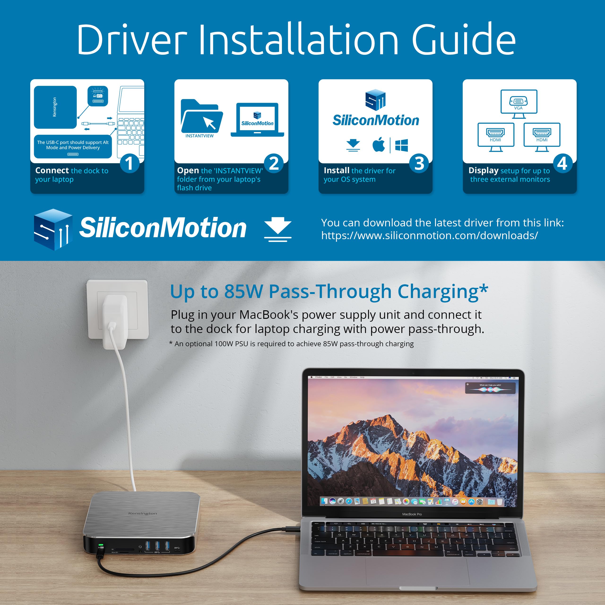 kensington-ad220s3-usb-c-triple-video-mobile-dock-85w-pd-triple-display-for-macb image 5