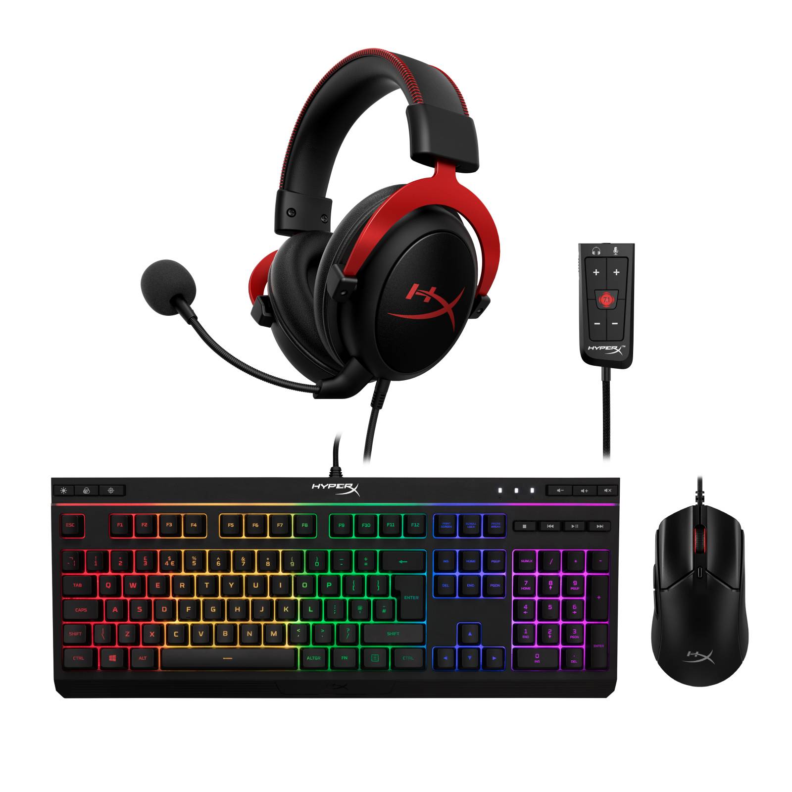 hyperx-bundle-cloud-ii-headset-alloy-core-rgb-keyboard-pulsefire-haste-2-mouse image 1