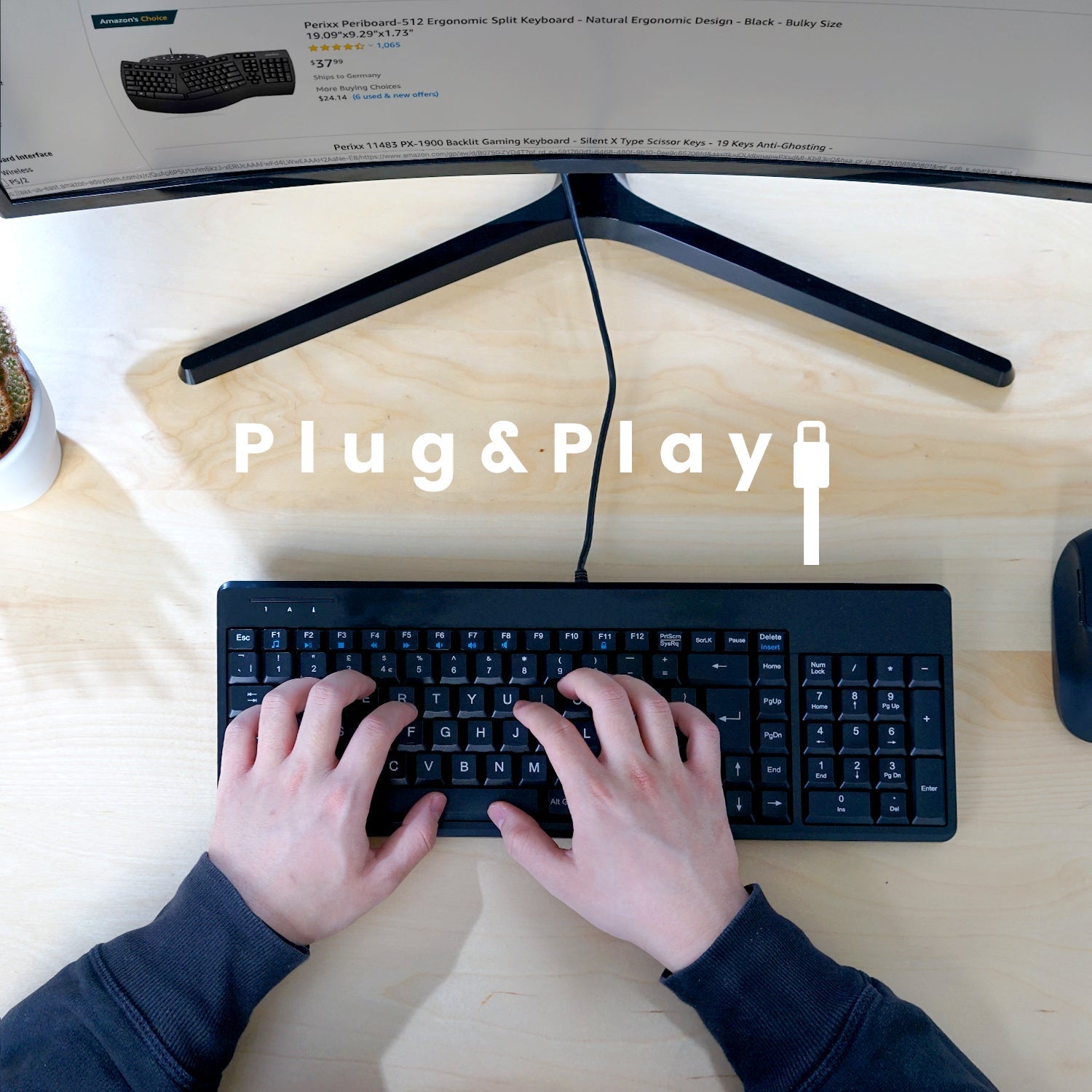 perixx-periboard-220-wired-compact-keyboard-with-numpad-and-extra-usb-ports image 2