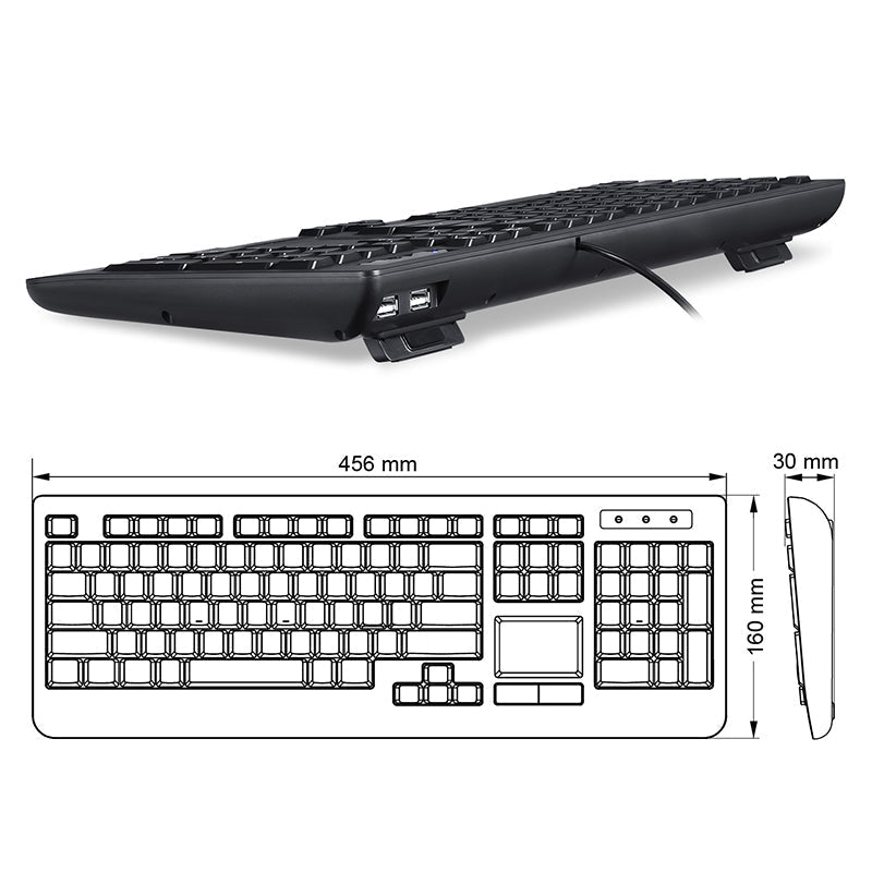 perixx-periboard-313-wired-backlit-touchpad-keyboard-with-extra-usb-ports image 3