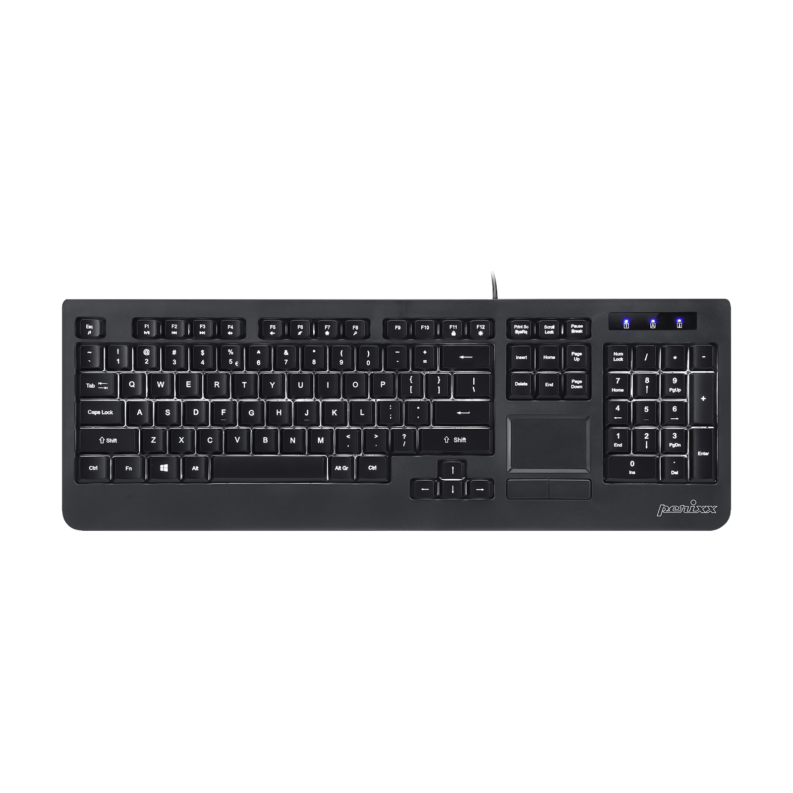 perixx-periboard-313-wired-backlit-touchpad-keyboard-with-extra-usb-ports image 1