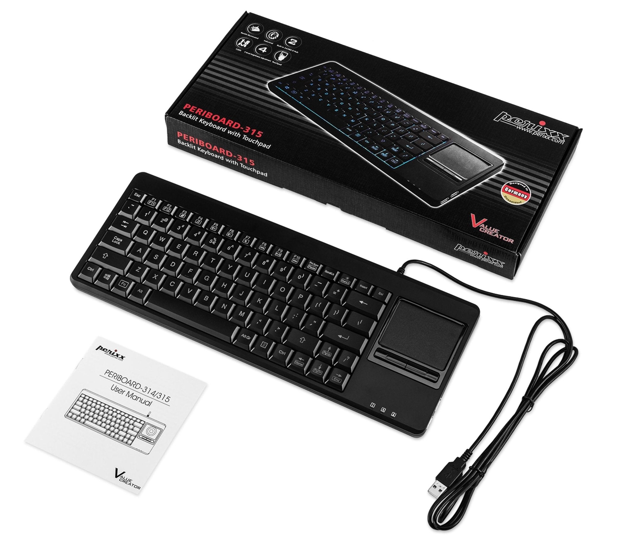 perixx-periboard-315-wired-backlit-touchpad-compact-keyboard-with-extra-usb-port image 6