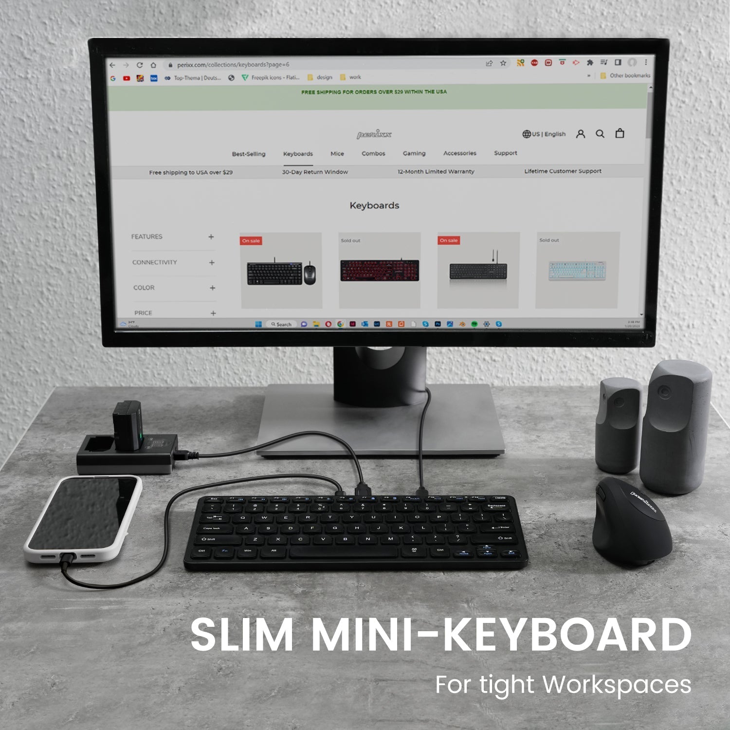 perixx-periboard-416-wired-mini-usb-keyboard-with-4-hubs image 4