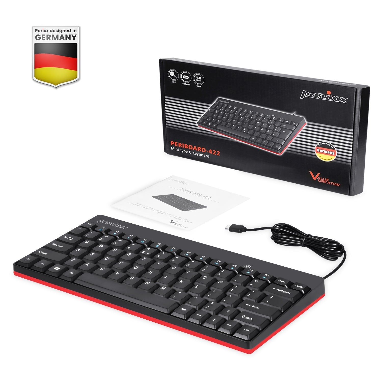 perixx-periboard-422-wired-mini-usb-c-keyboard-with-quiet-keys image 8