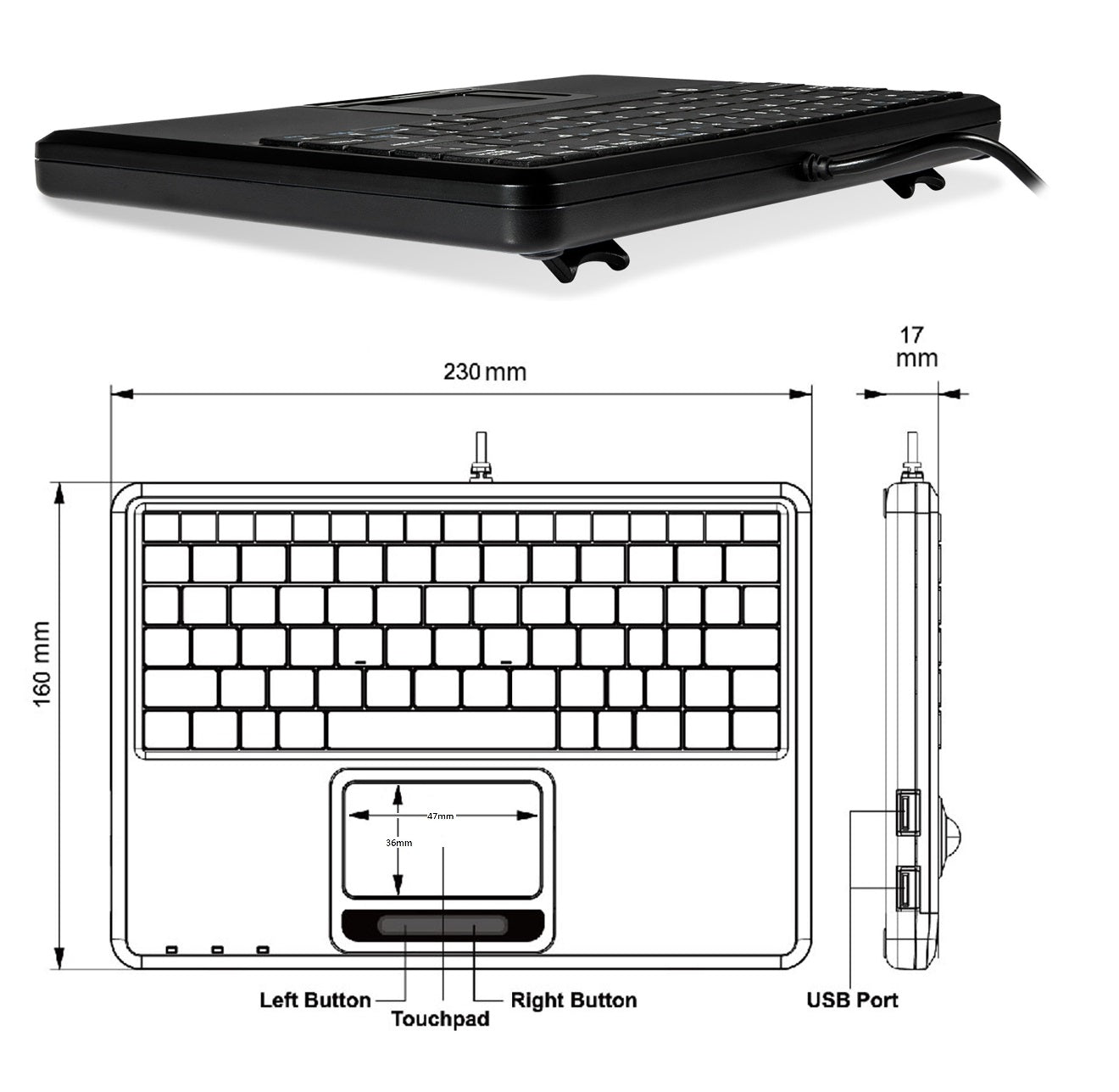 perixx-periboard-510h-wired-compact-touchpad-keyboard-with-usb-ports image 4