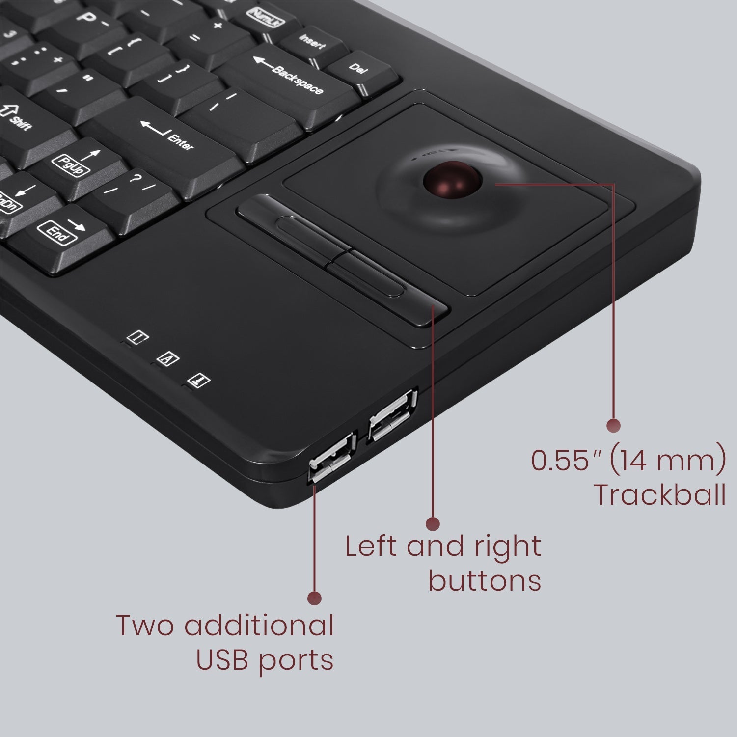 perixx-periboard-514-plus-wired-compact-trackball-keyboard-with-extra-usb-ports image 2