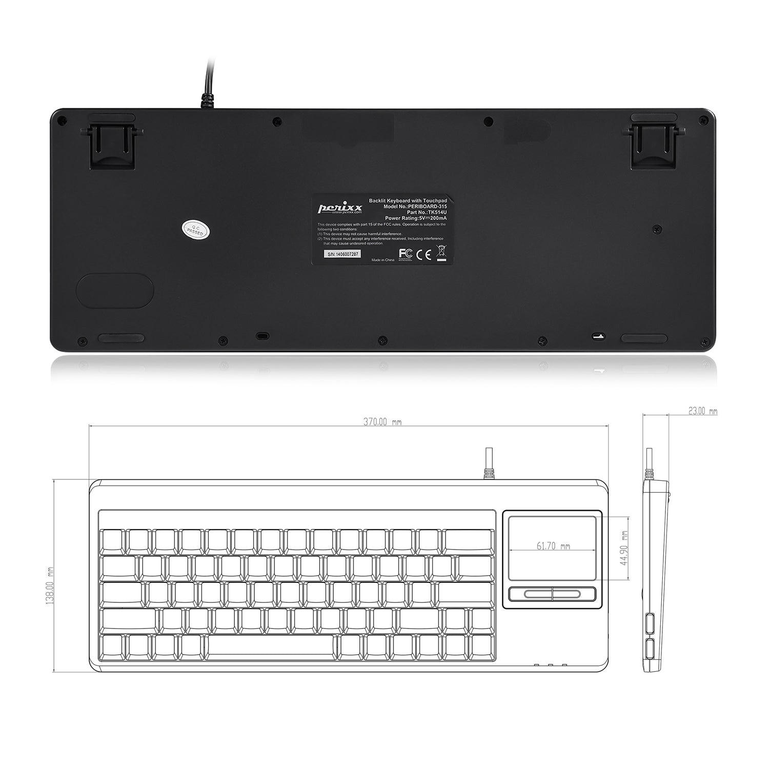 perixx-periboard-515-h-wired-full-size-touchpad-keyboard-with-extra-usb-ports image 4
