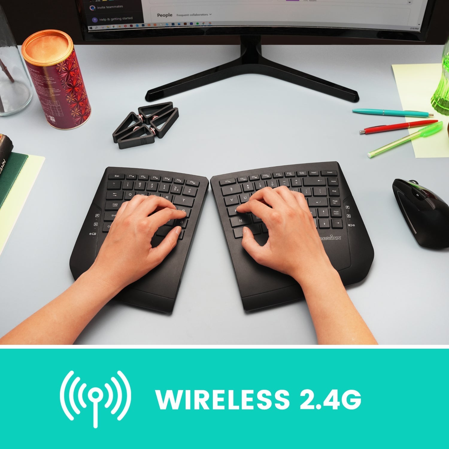 perixx-periboard-624-wireless-ergonomic-split-keyboard-with-adjustable-tilt-angl image 2