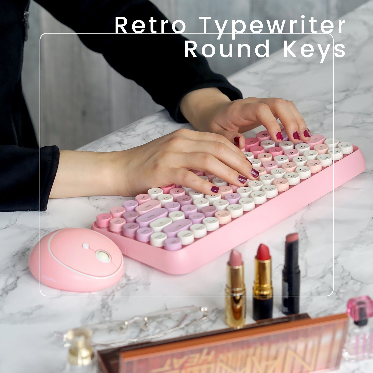 perixx-periduo-713-wireless-vintage-pink-mini-keyboard-and-mouse-combo image 4